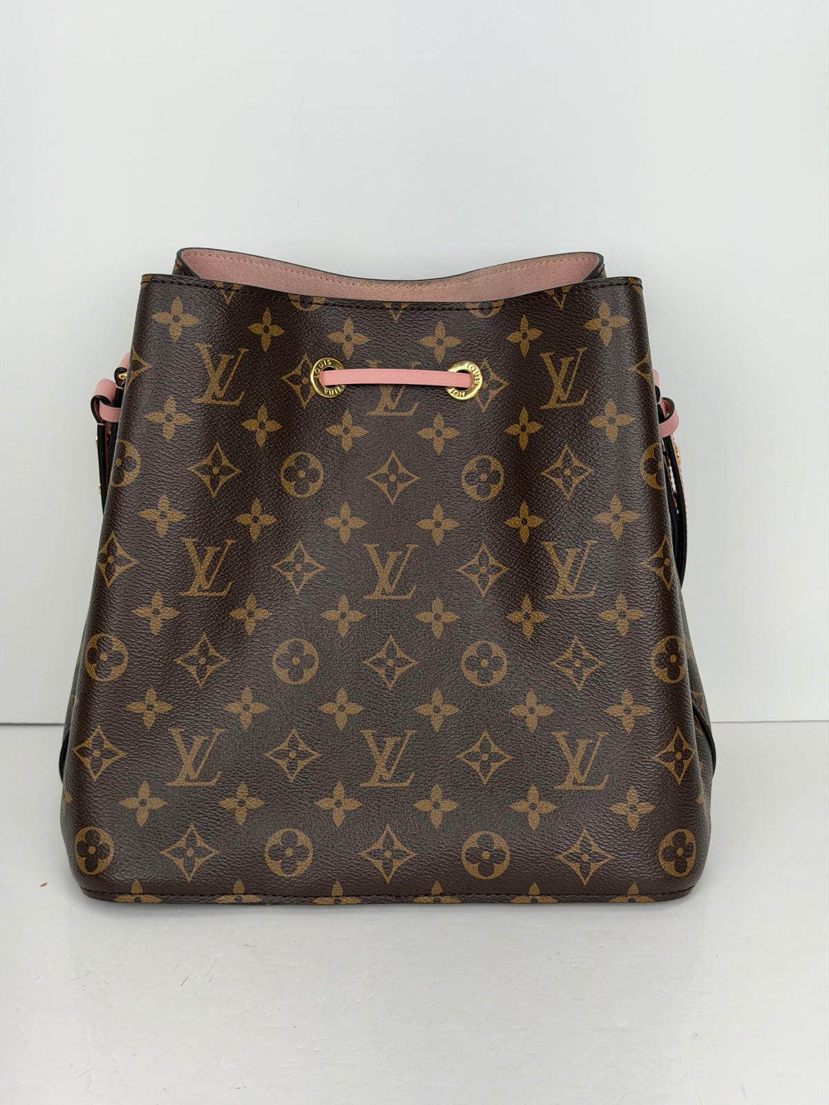 Louis Vuitton NeoNoe MM Bag in Rose Poudre & Brown LV Monogram Canvas NFC YC7