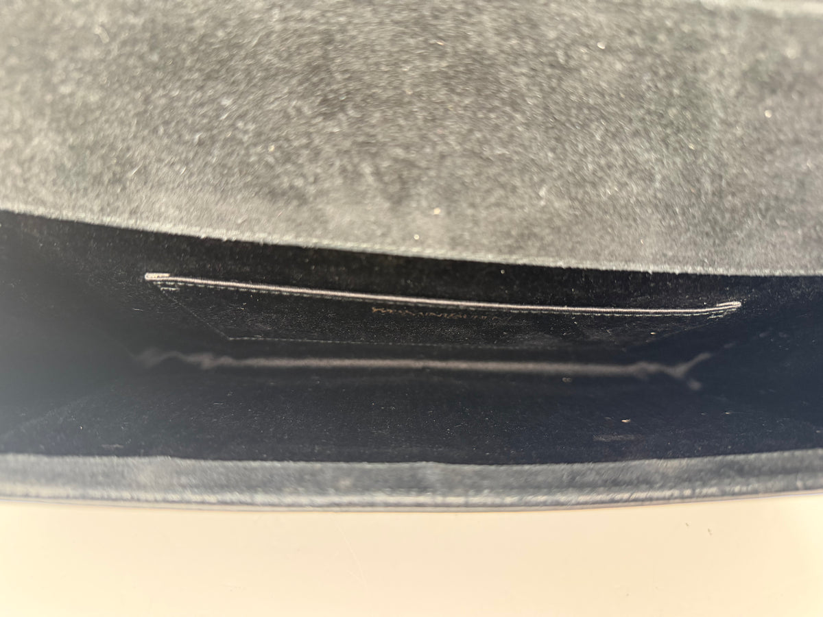 Yves Saint Laurent Black Patent Leather Clutch YU3