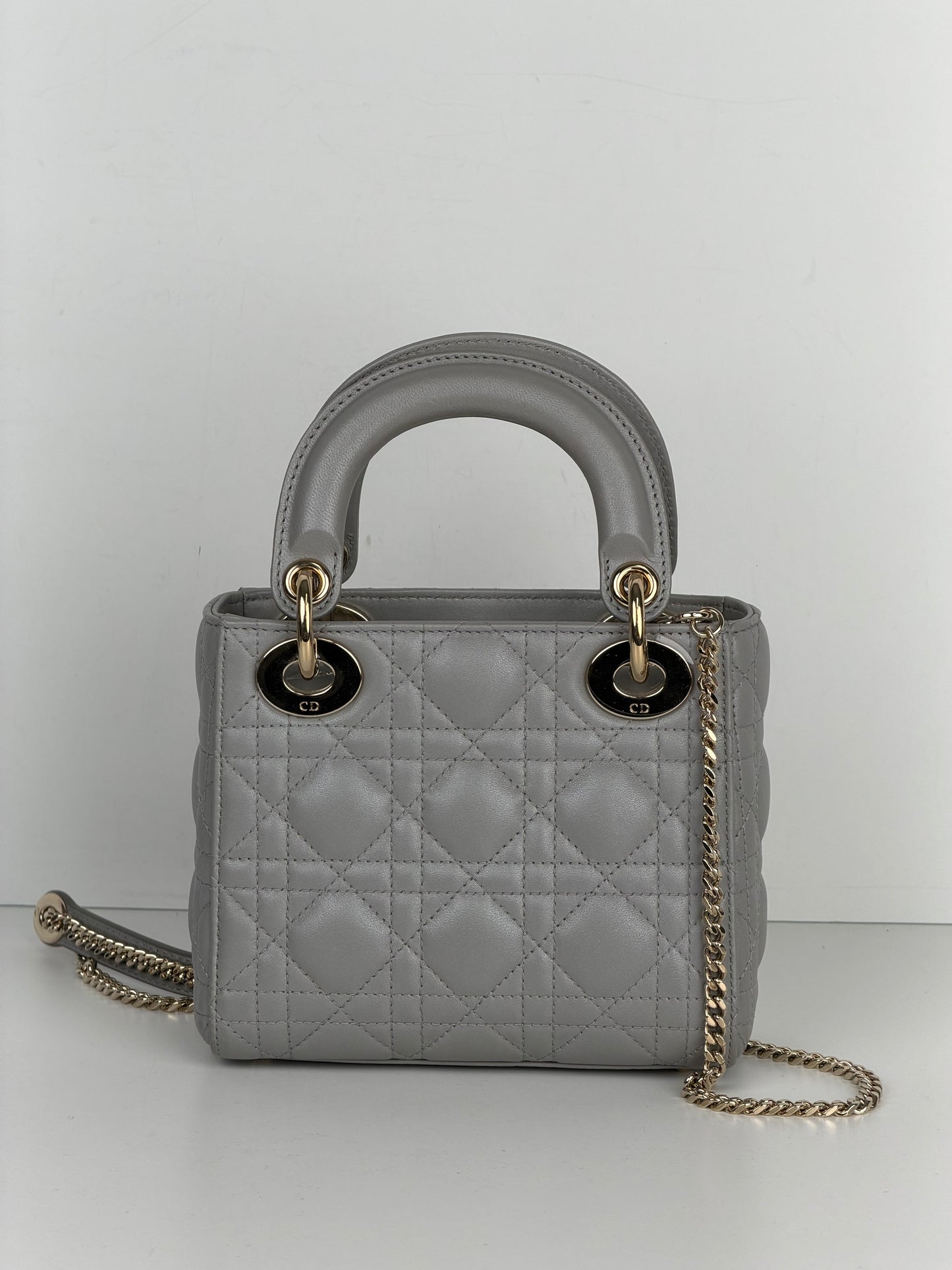 Christian Dior Mini Lady Dior Shoulder Bag Grey