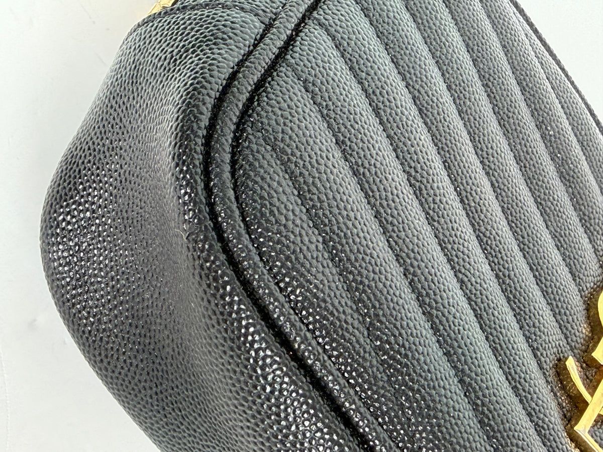 Saint Laurent Lou Mini Camera Crossbody Bag in Black Quilted Leather YS27