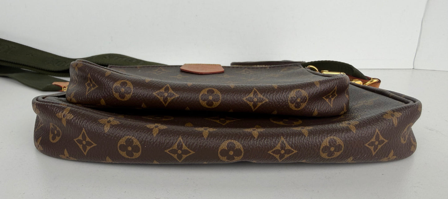 Louis Vuitton Multi Pochette Bag in Khaki & Brown LV Monogram Coated Canvas NFC C-9
