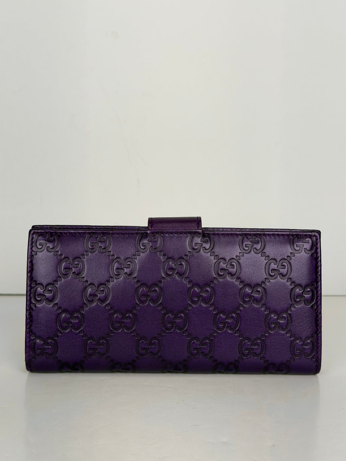 Gucci Metal Bar Continental Wallet in Purple Guccissima Leather YK4