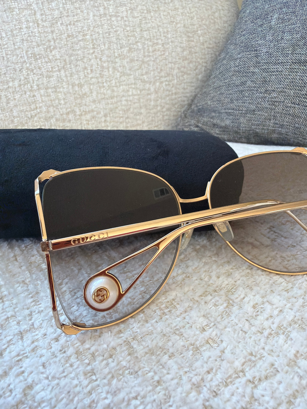 Gucci Oversized Faur Pearl Sunglasses