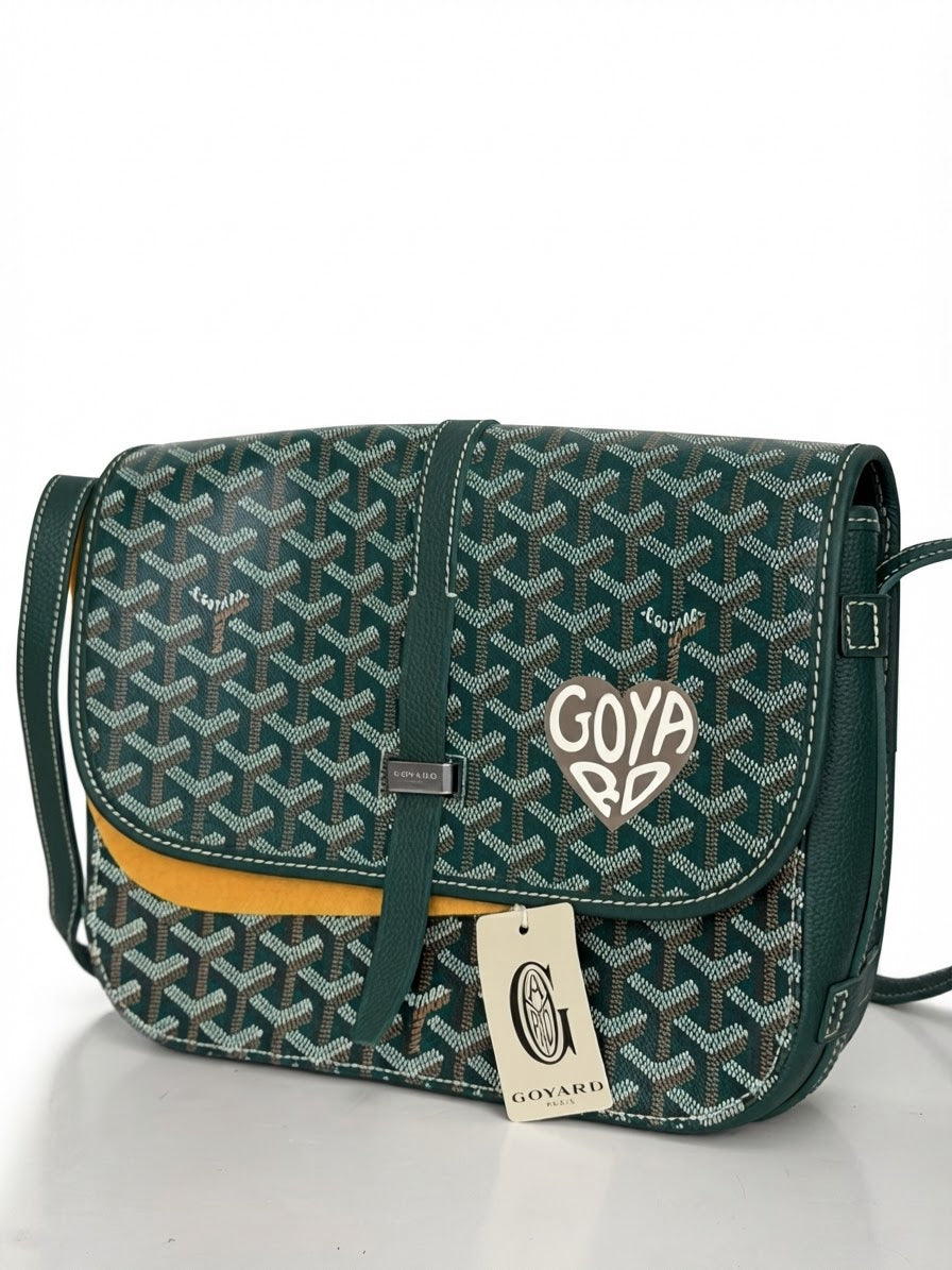 Goyard Belvedere MM Messenger Bag in Green Goyardine Coated Canvas YE-5