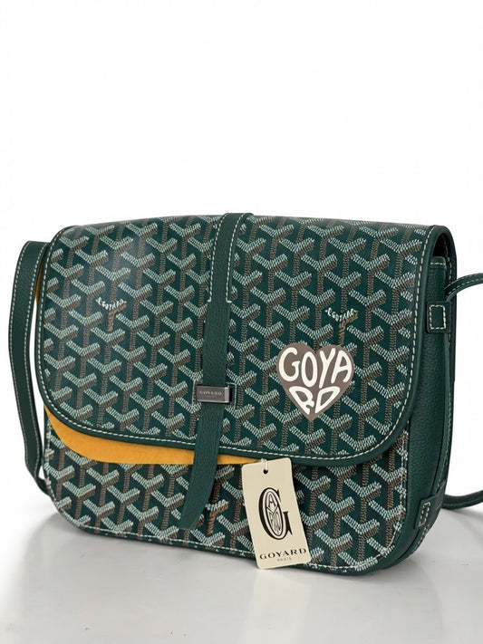 Goyard Belvedere MM Messenger Bag in Green Goyardine Coated Canvas YE-5