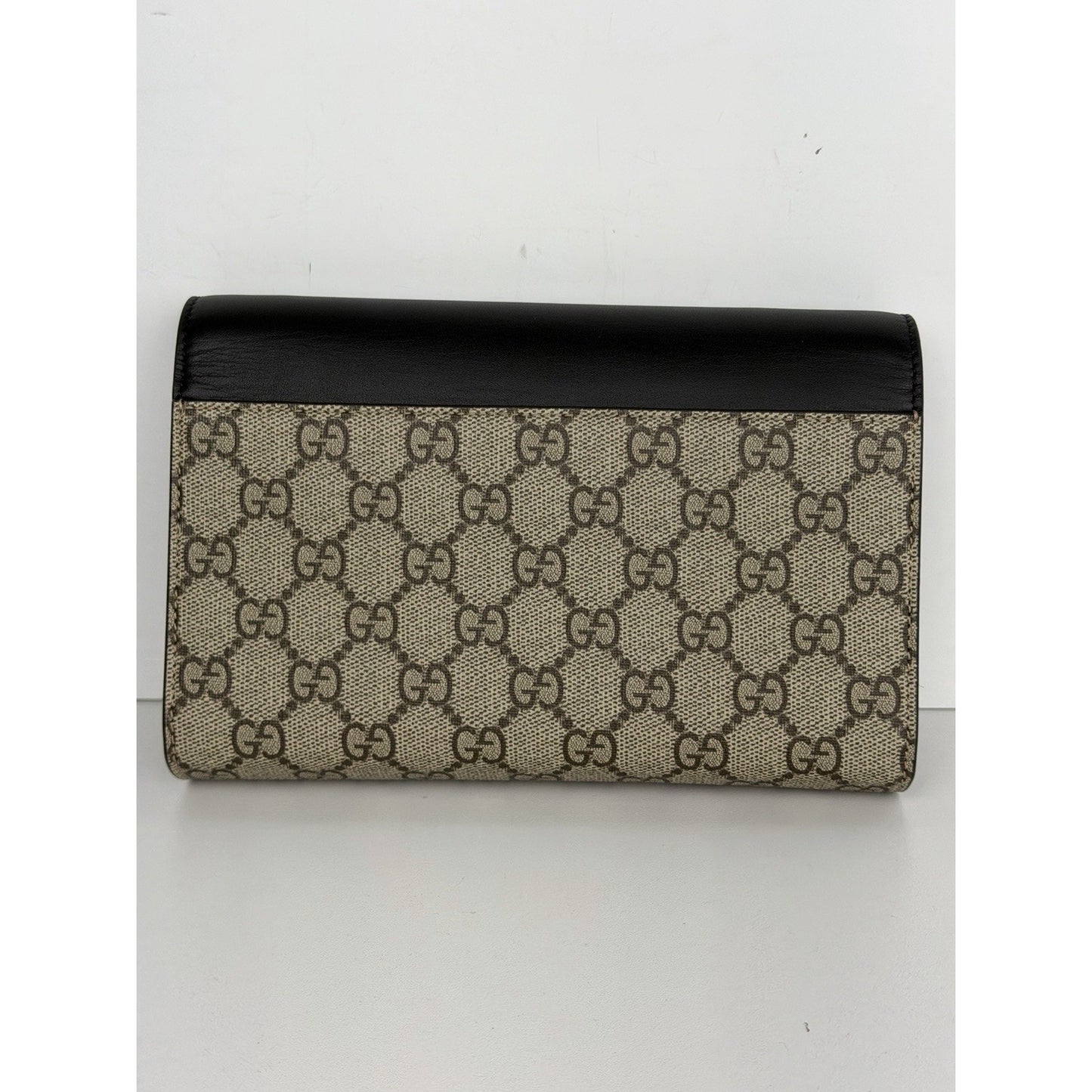 Gucci GG Padlock Mini Shoulder Bag Black Leather Top Flag & Canvas Body S15