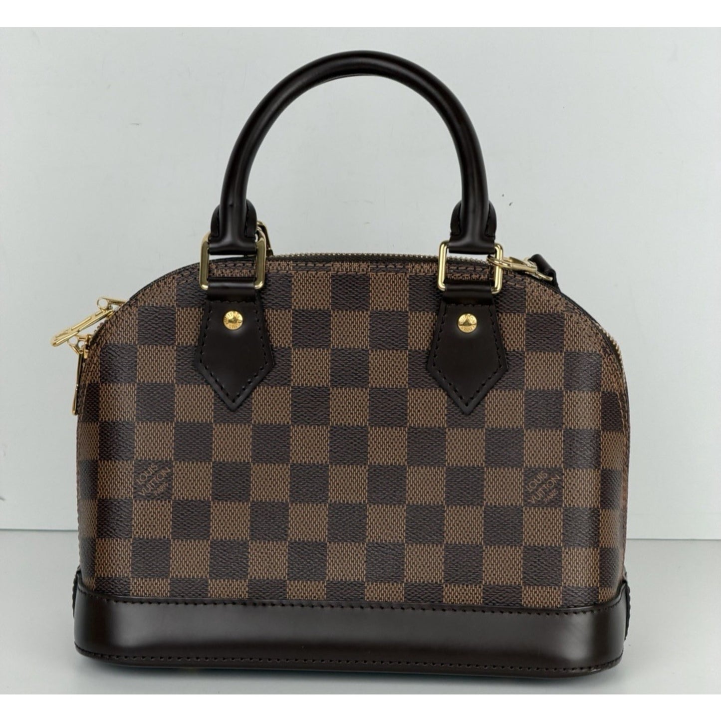 Louis Vuitton Alma BB Bag in Damier Ebene Coated Canvas Leather Trim 2019 E8