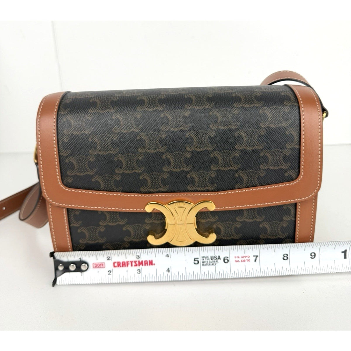 Celine Classique Triomphe Shoulder Bag Medium in Brown Monogram Coated Canvas C1