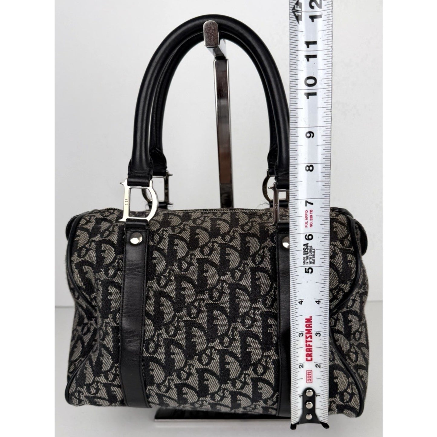 Christian Dior Trotter Boston Small Bag in Black Monogram Canvas 2002 S
