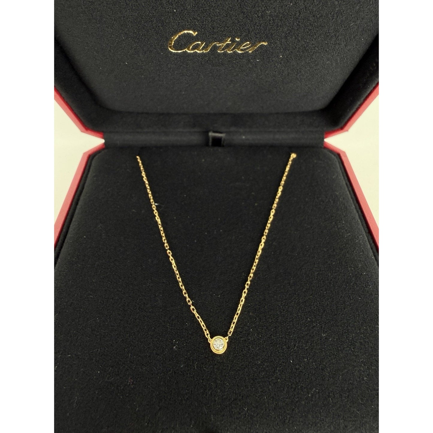 Cartier D'Amour Diamond Necklace Mini Model in 18K Yellow Gold 16in