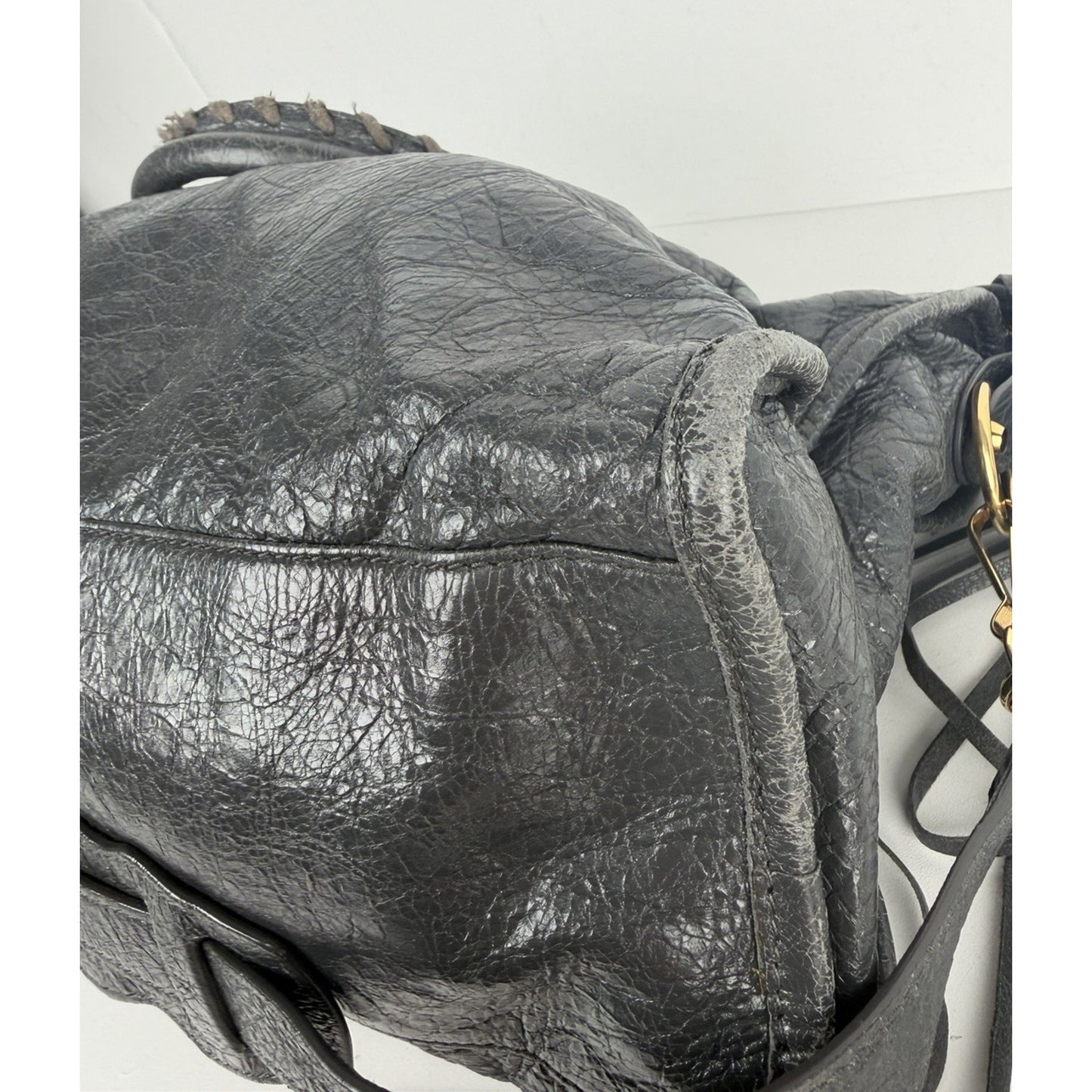 Balenciaga Classic City Shoulder Bag in Gray Textured Leather Medium S
