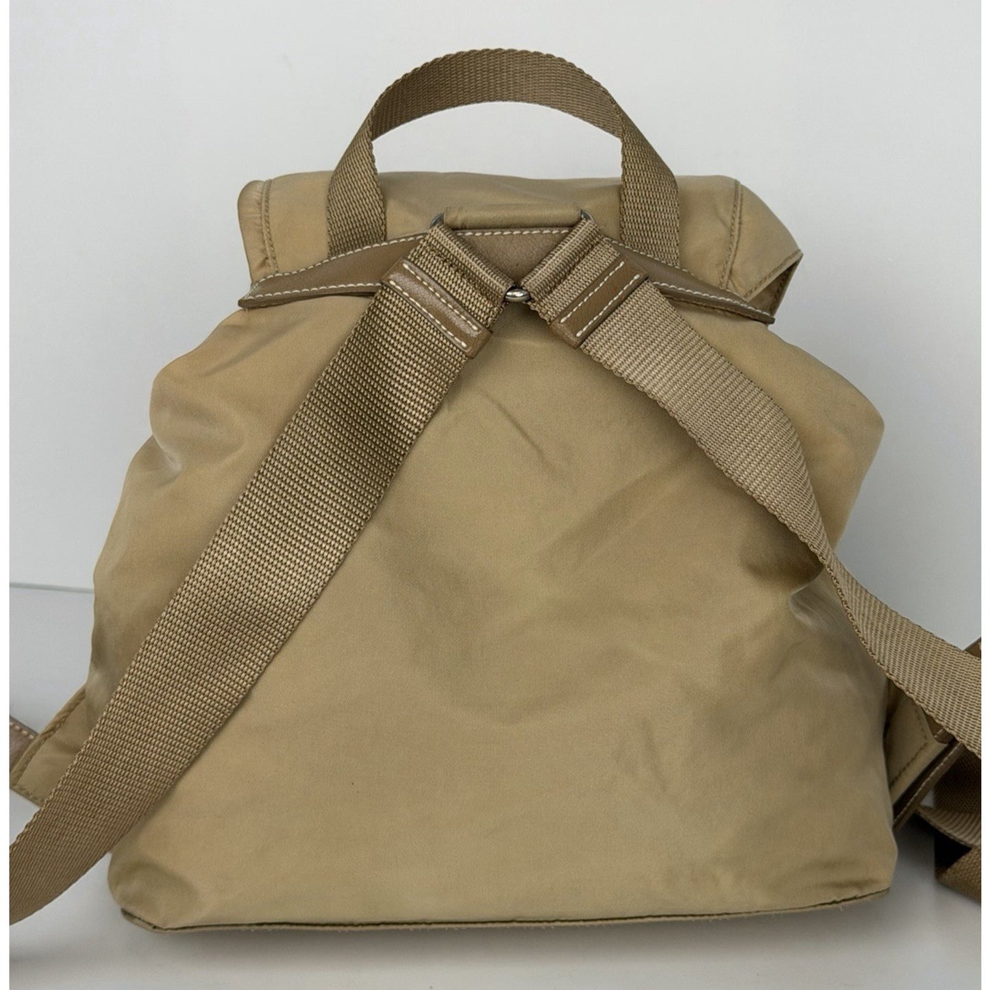 Prada Beige Re-Nylon and Saffiano Leather Backpack S10