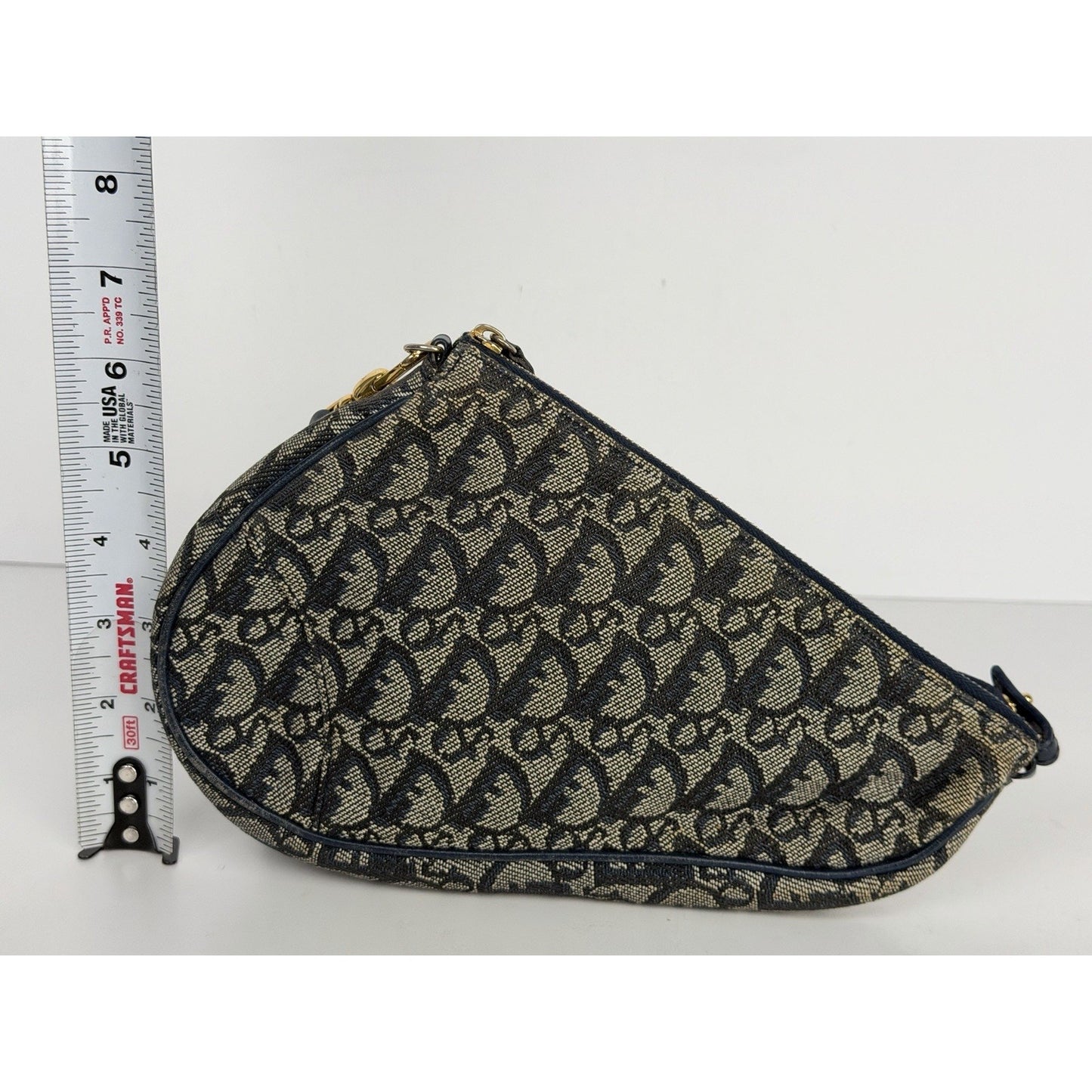 Christian Dior Trotter Saddle Bag in Navy Blue Canvas 2001 S08