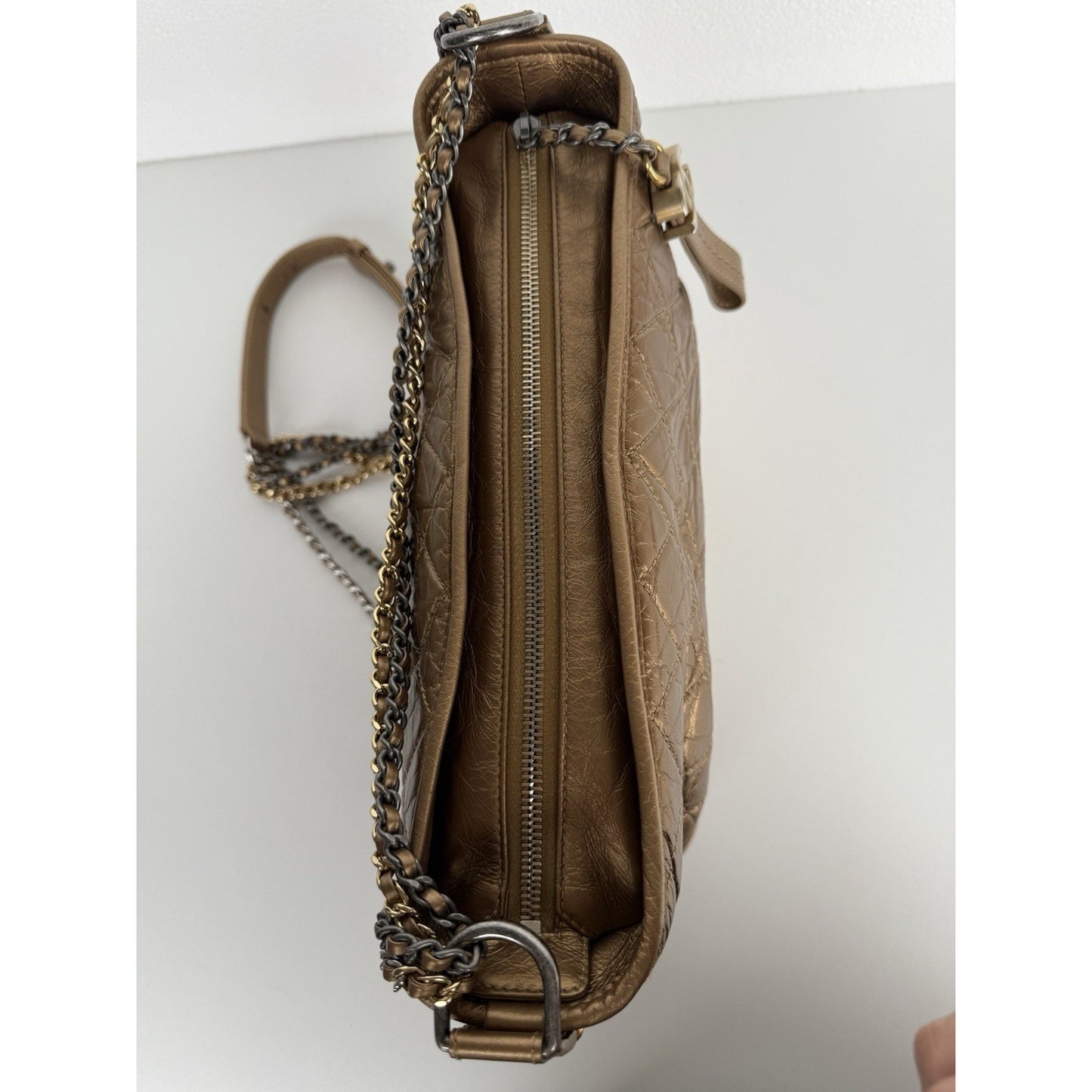 CHANEL Gabrielle Hobo Bag Quilted Gold Calfskin Gold Silver Hardware