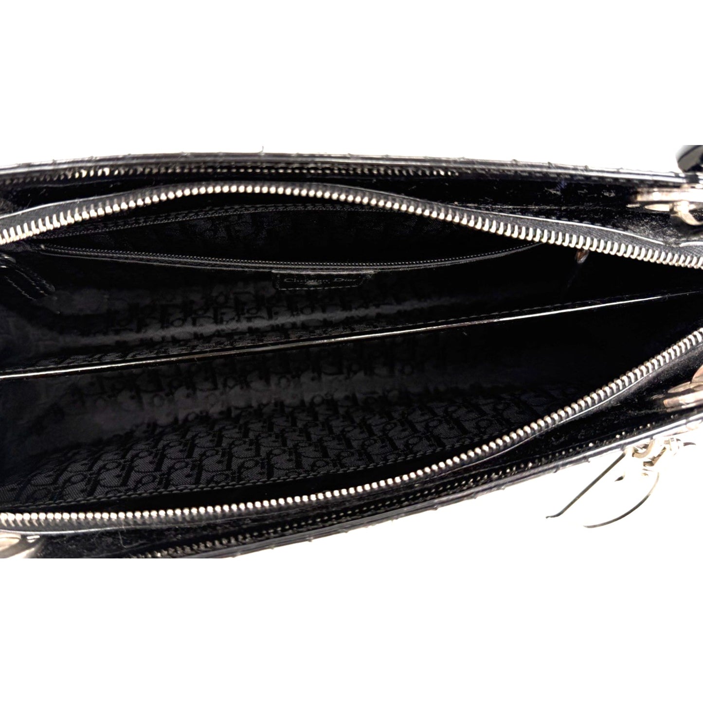 Christian Dior East-West Lady Dior Cannage Shoulder Bag 2005 Black Leather S09