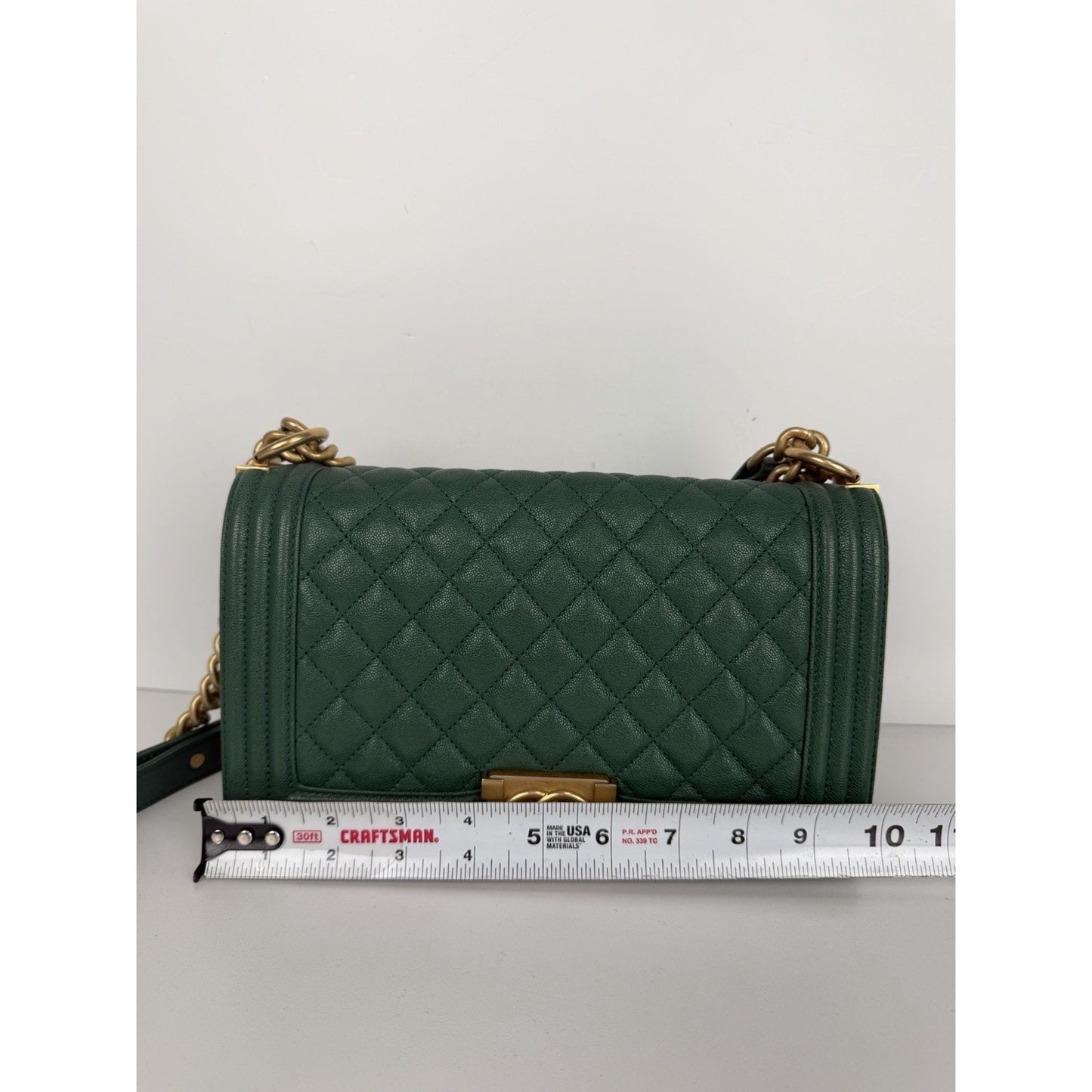 Chanel Boy Flap Bag Medium in Green Caviar Leather Gold Hardware 2018–2019 C-9