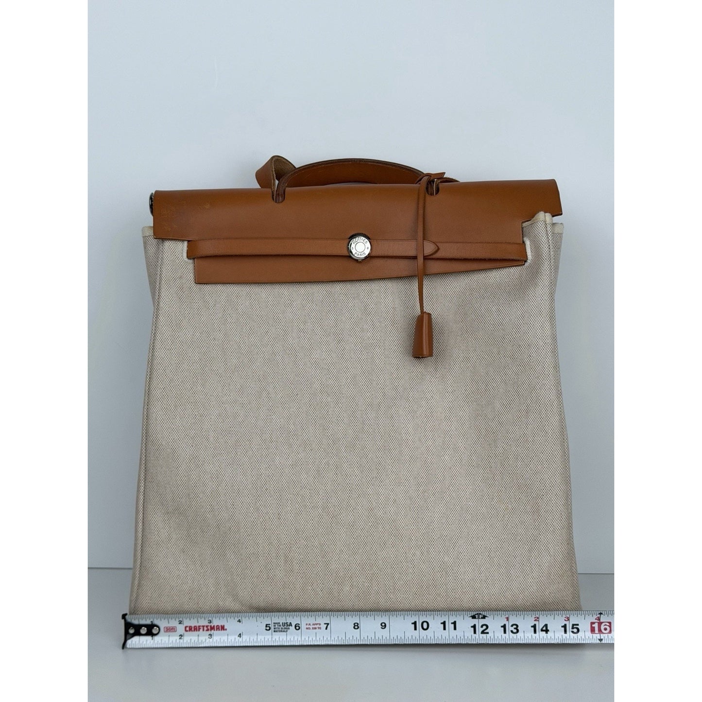 Hermes Herbag 39 (MM) in Beige and Brown Canvas and Leather 2001 C1
