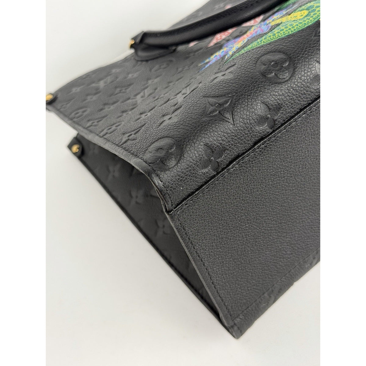 Louis Vuitton Kusama Flowers OnTheGo MM Handbag Black Empreinte Leather NFC D4