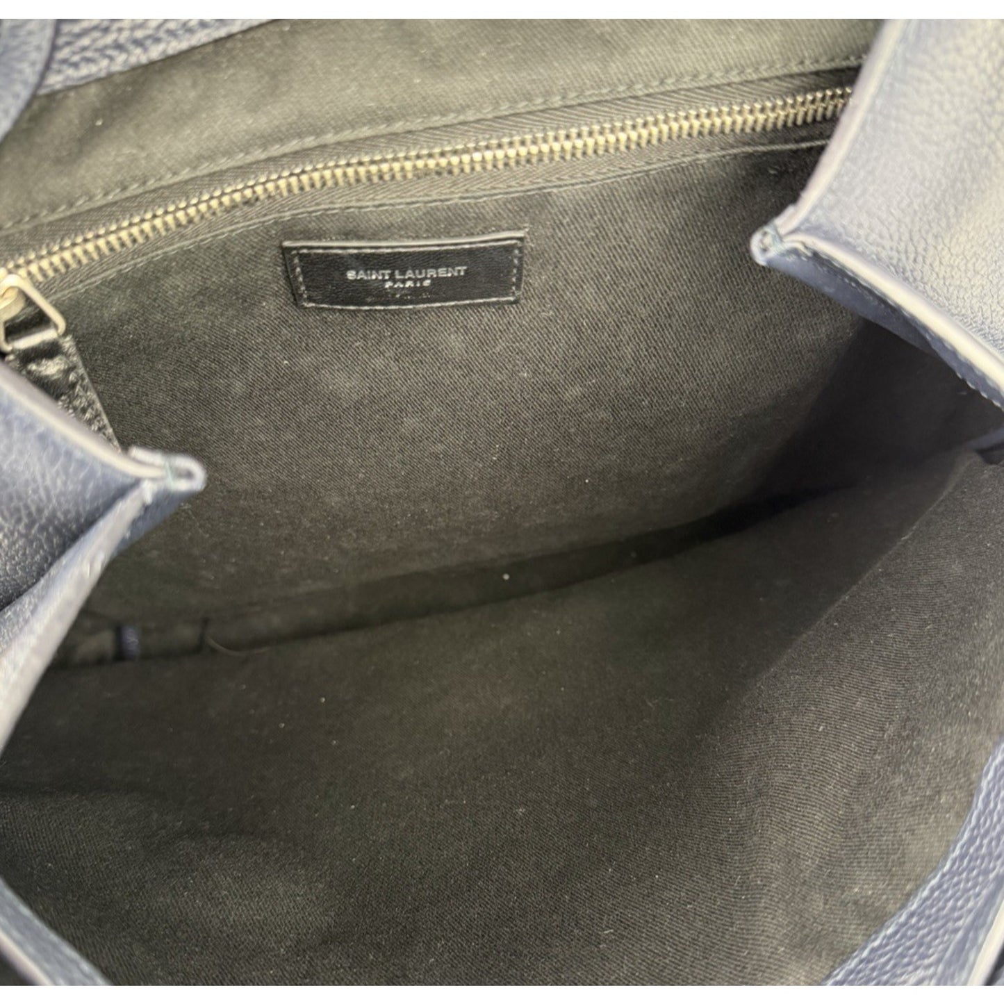 Saint Laurent Backpack Sac de Jour Grained Navy Calfskin Leather