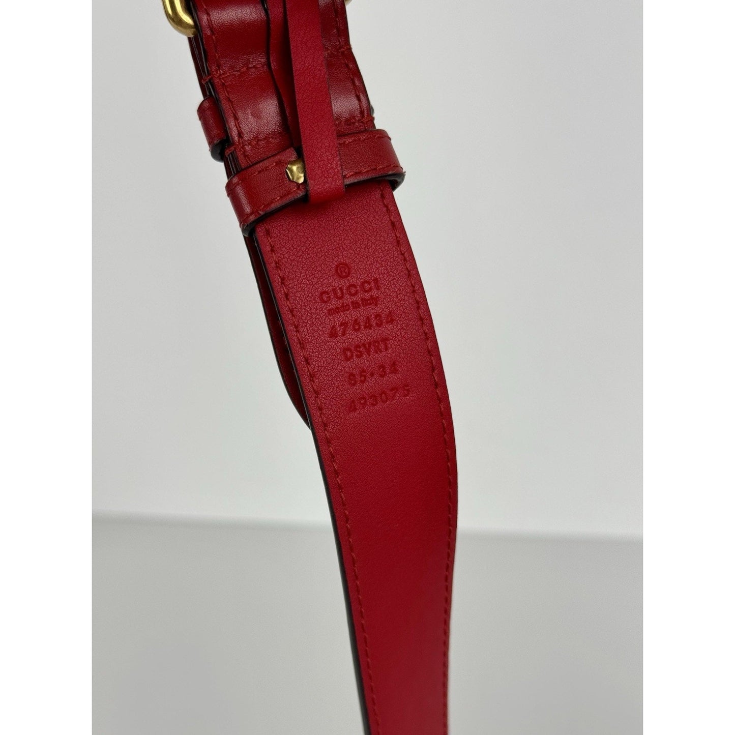 Gucci GG Marmont Red Matelasse Leather Belt Bag (85/34 476434-493075) B-2