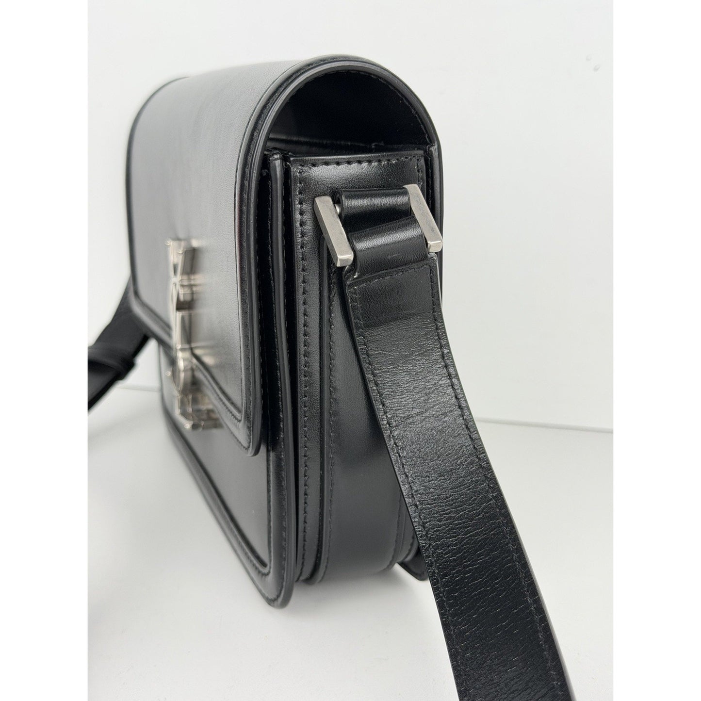 Saint Laurent Solferino Medium Satchel Box Calfskin Black w Silver Hardware C-4