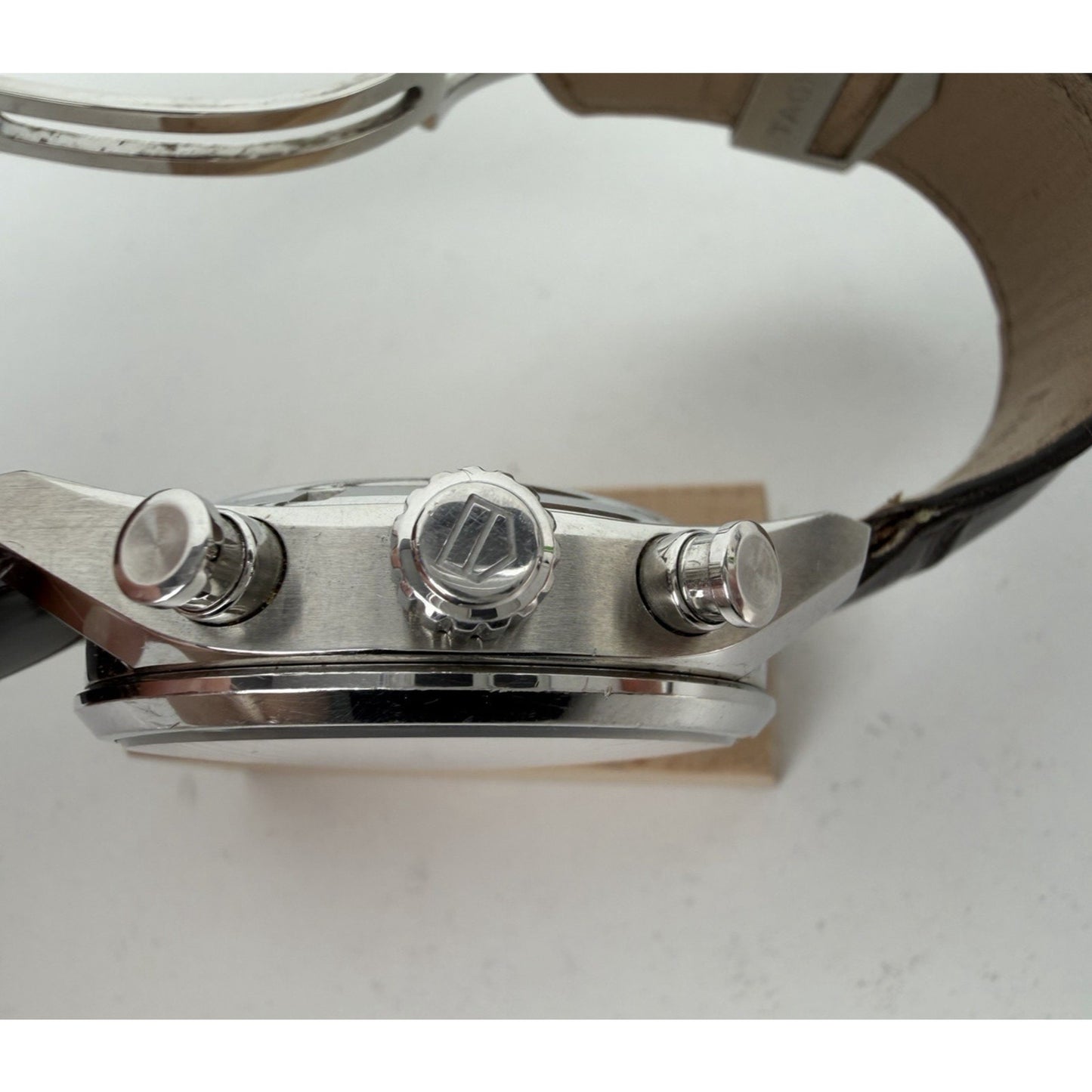 TAG Heuer Carrera Chronograph Automatic Watch with Gray Dial and Leather Strap