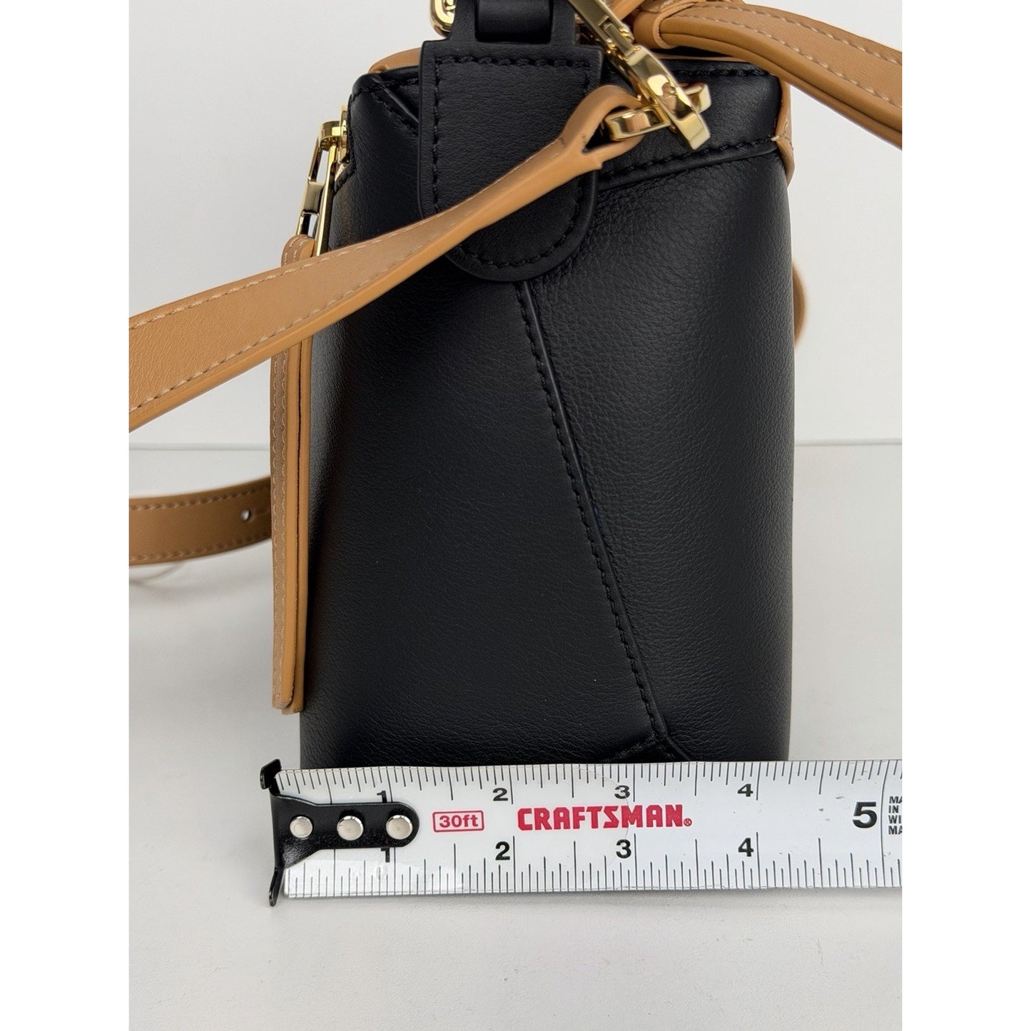 LOEWE Puzzle Edge Small Bag in Brown and Black Calfskin Leather B1