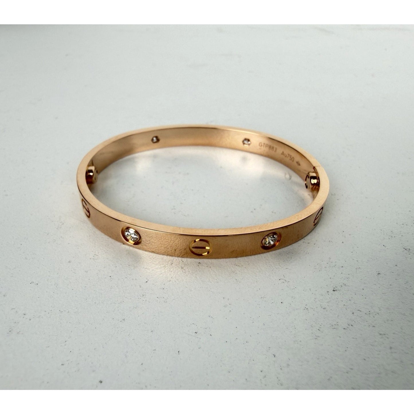 Cartier Love Bracelet in 18K Rose Gold with Diamonds Size 16
