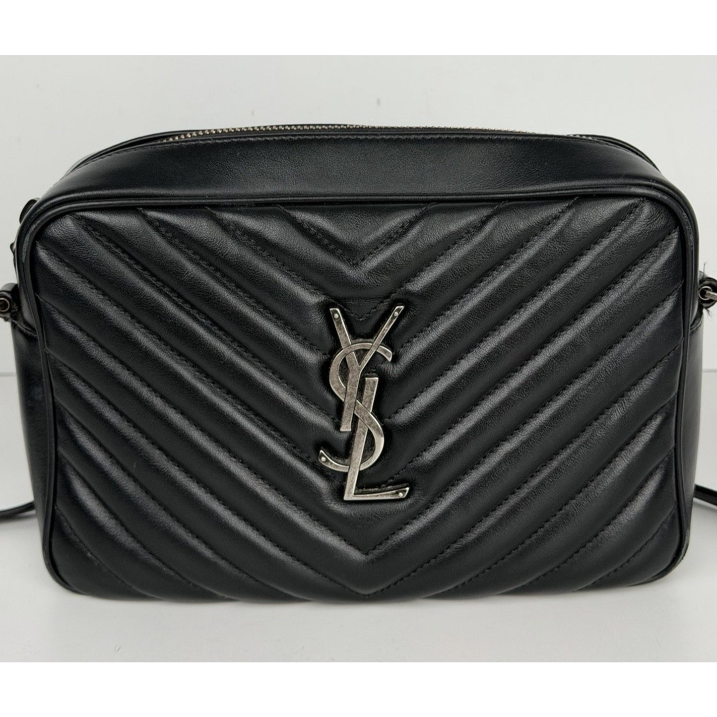 Saint Laurent Lou Camera Bag Medium in Black Quilted Calfskin Leather S01