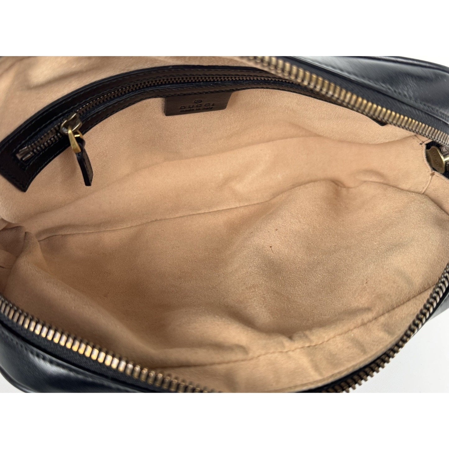 GUCCI Calfskin Matelasse Mens GG Marmont Belt Bag 80 32 Black C-2