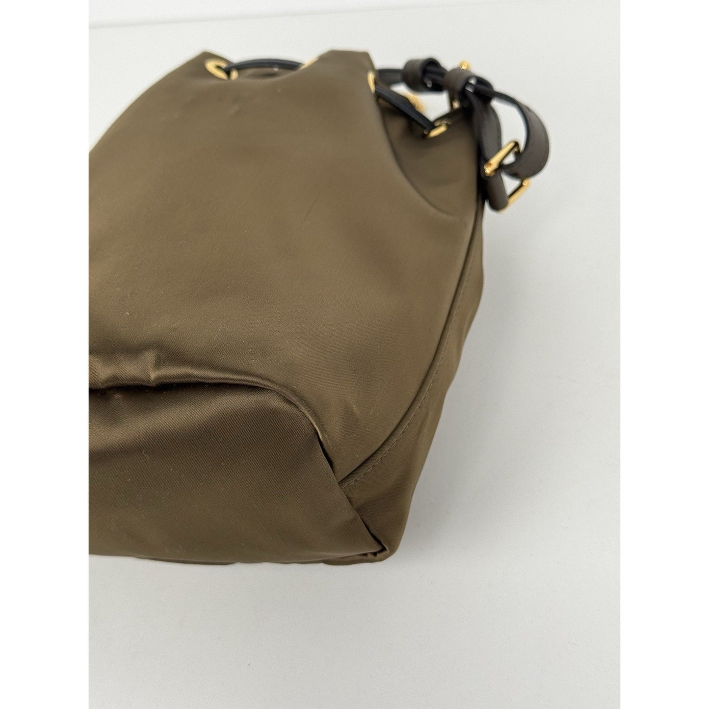 Tom Ford Small Disco Bucket Bag Nylon Khaki Green with Gold Hardware