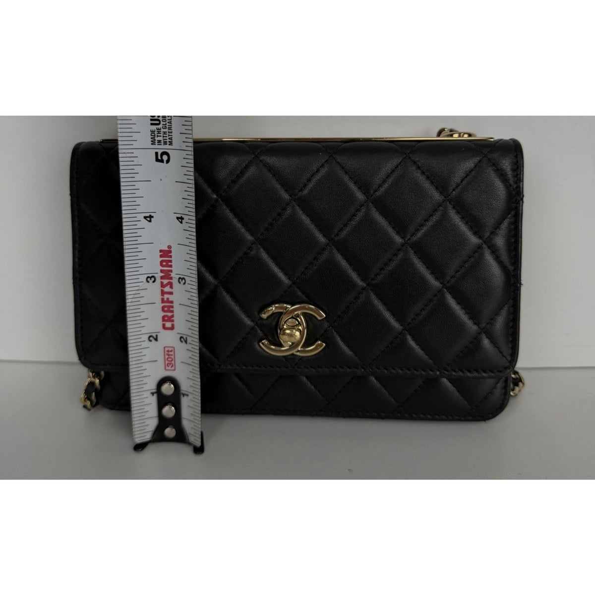 Chanel Trendy CC Wallet on Chain Bag in Black Quilted Lambskin Leather 2022 D5