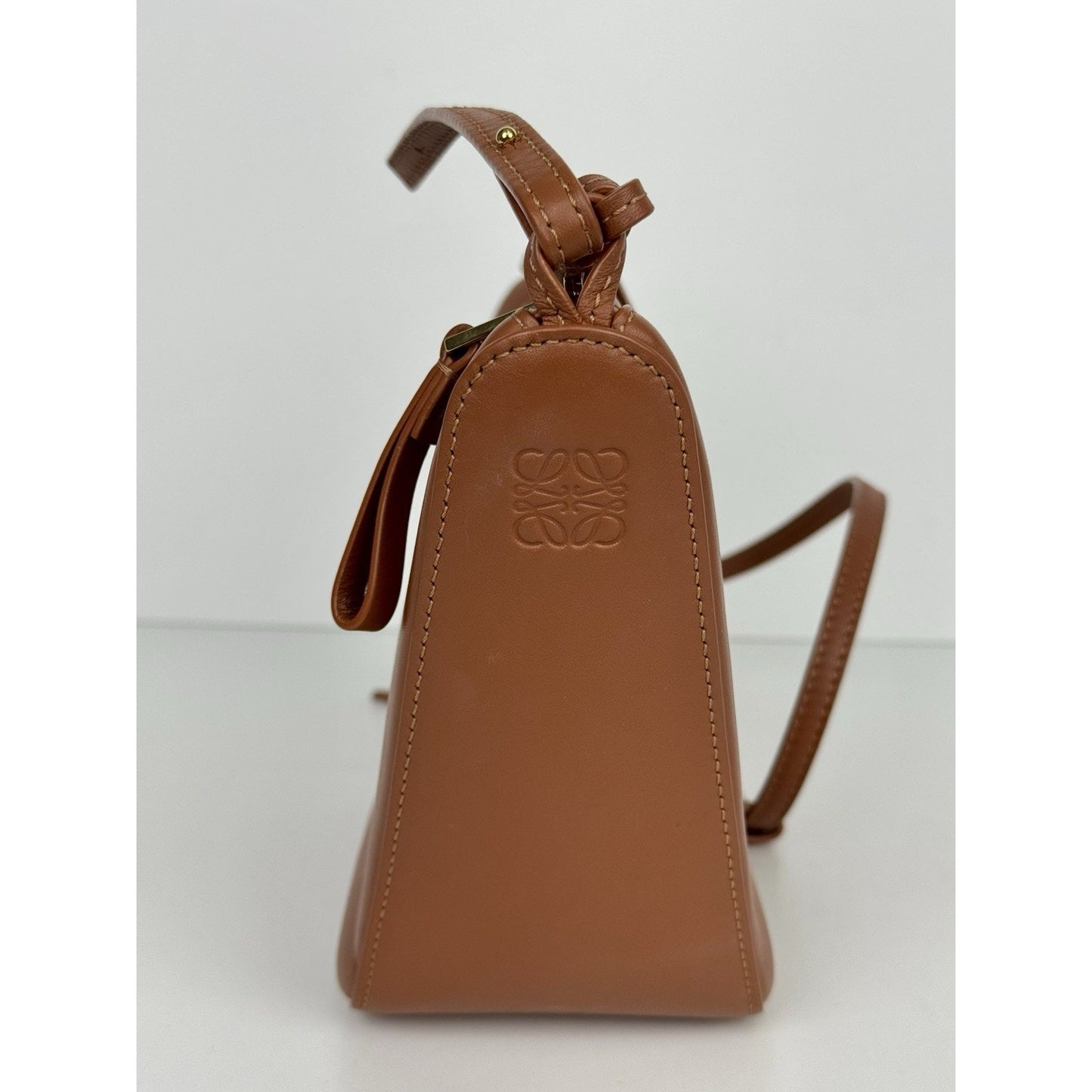 Loewe Mini Hammock Hobo Bag in Brown Leather with Gold Hardware E-3