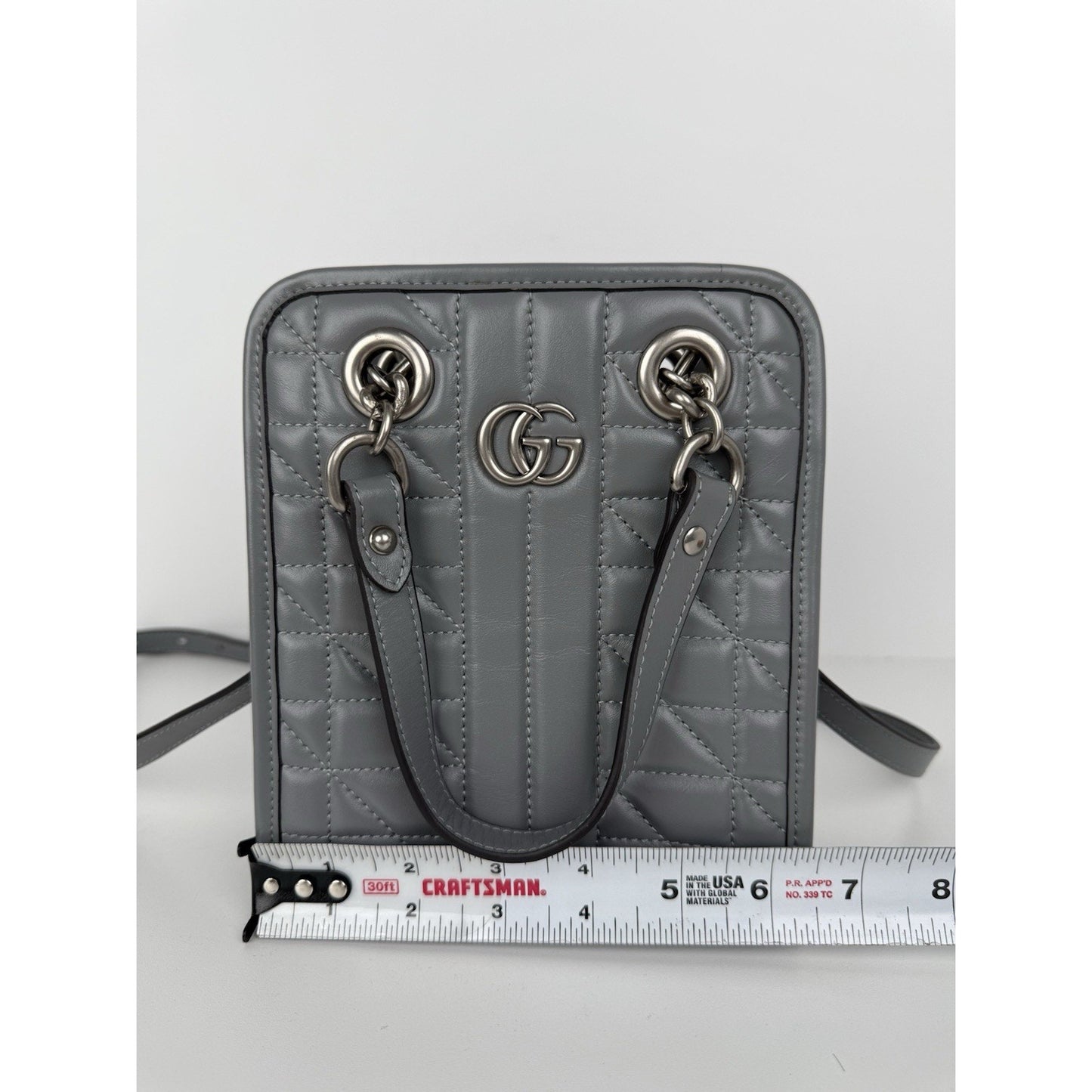 Gucci Double G Marmont Mini Grey Women's Shoulder Bag
