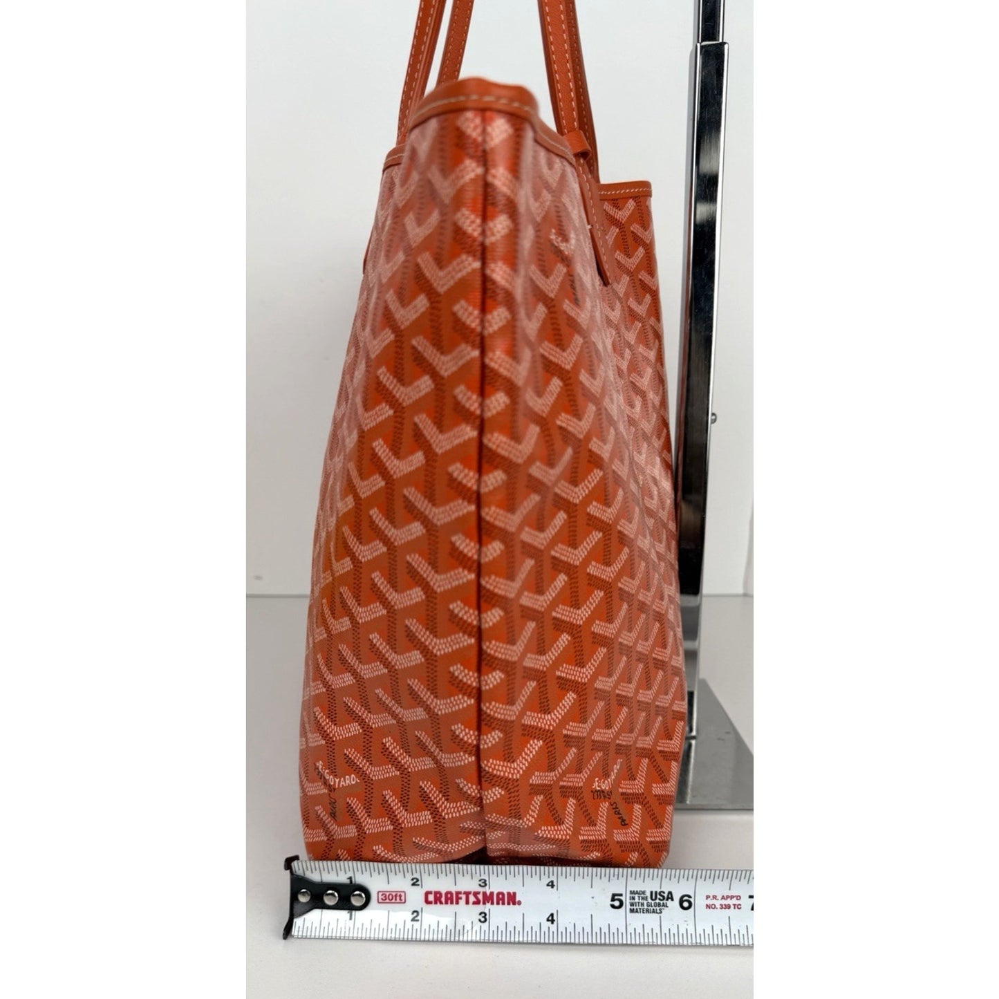 Goyard Saint Louis PM Tote Bag in Orange Goyardine Coated Canvas Leather Trim E5