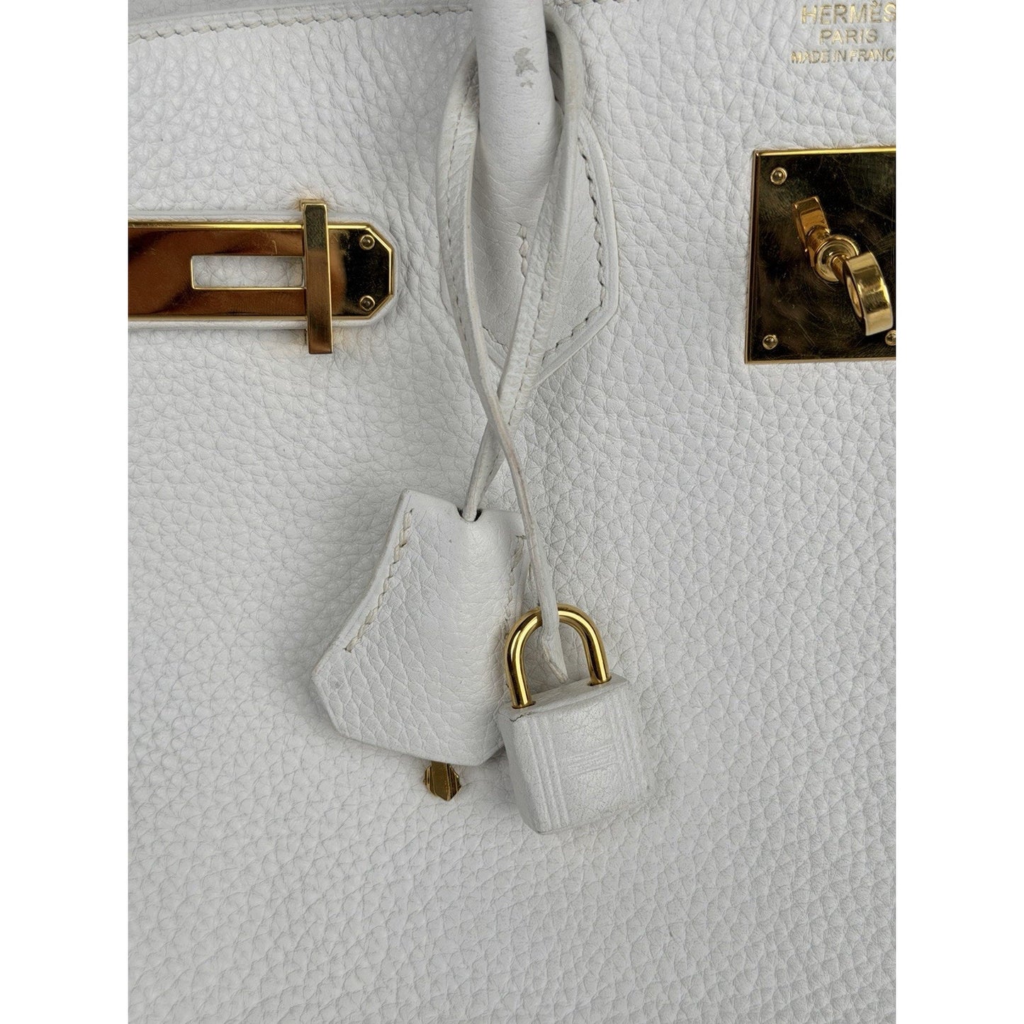 Hermes Birkin 30 Handbag in Off-White Clemence Leather 2015