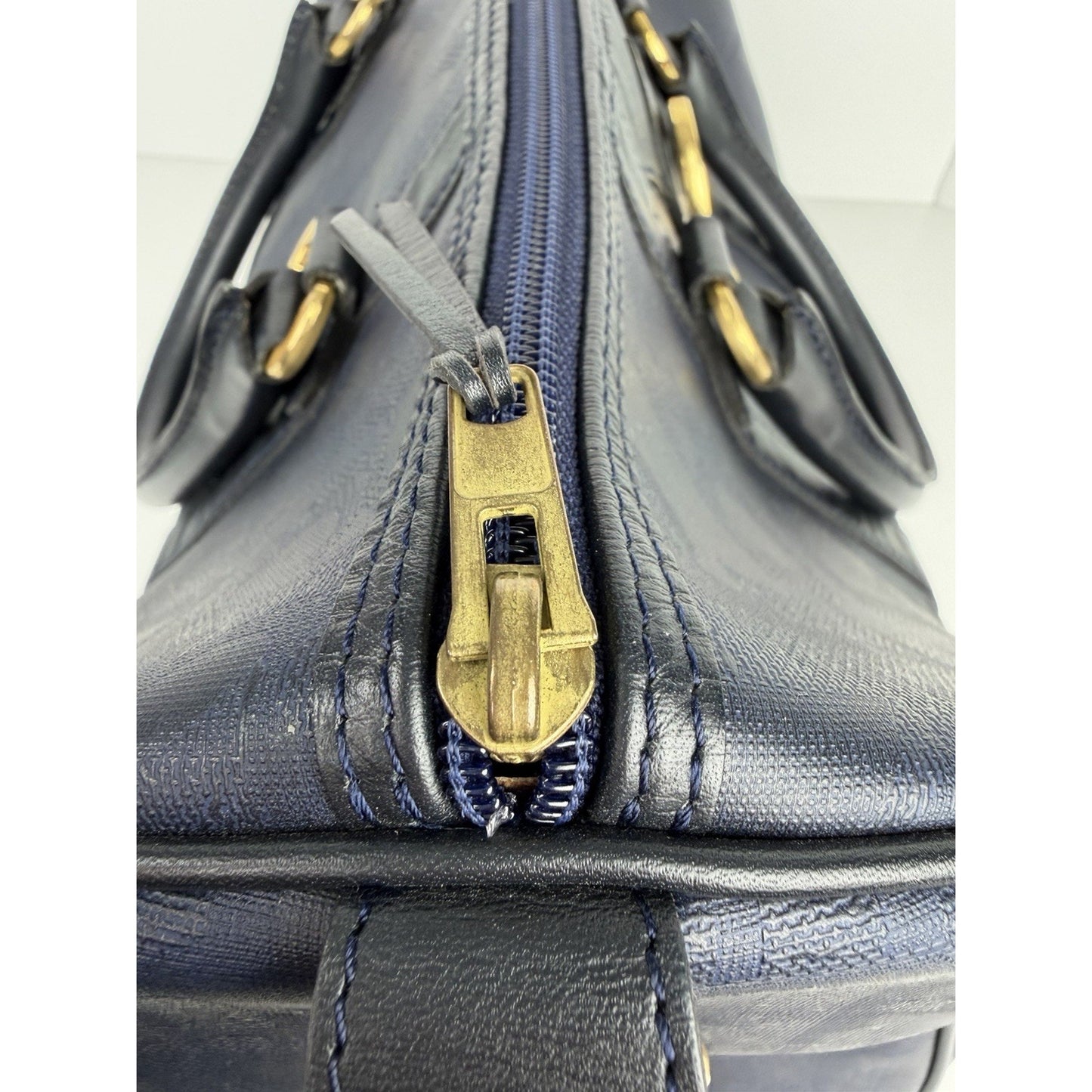 Christian Dior Trotter Boston 40 Bag Vintage in Navy Coated Canvas S