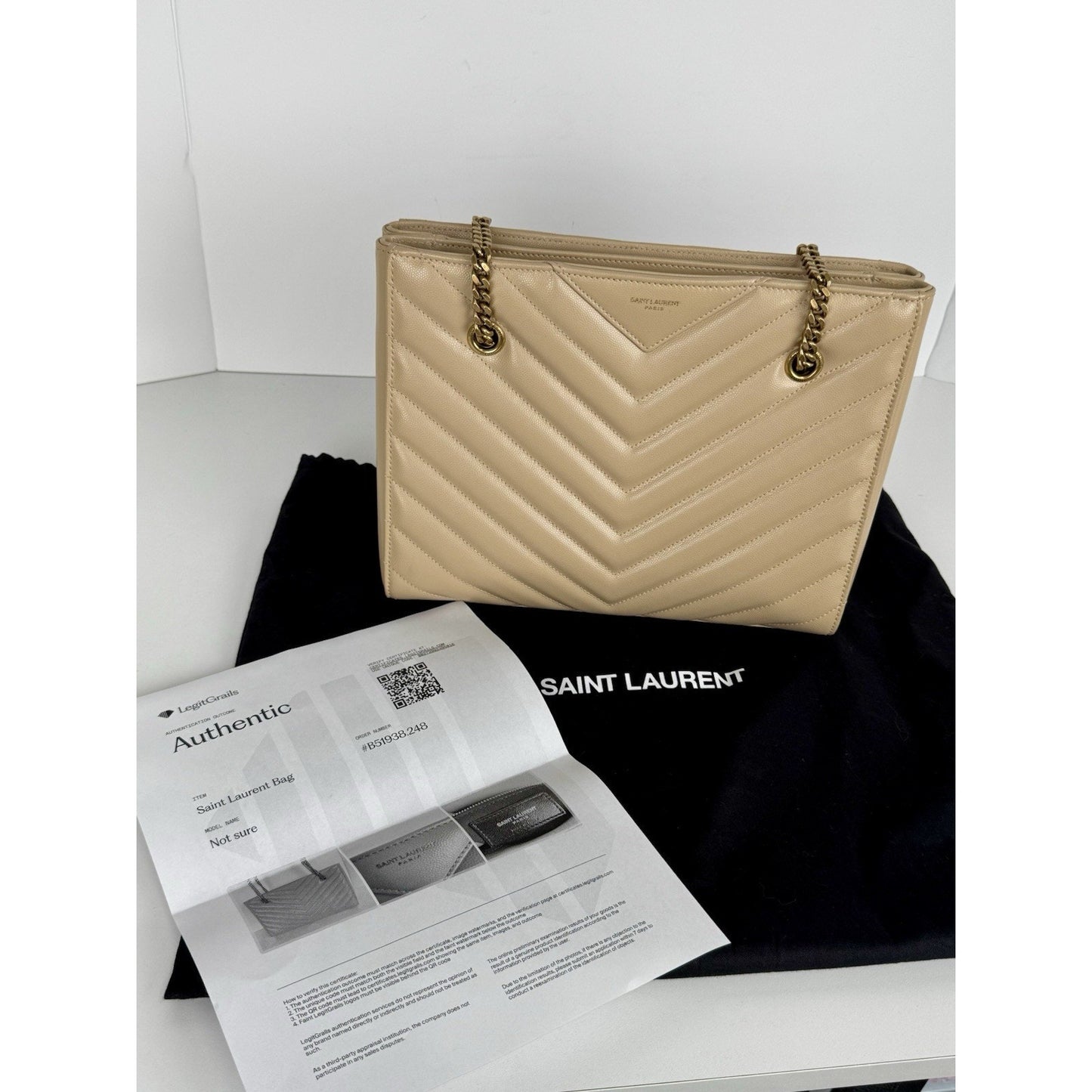 Saint Laurent Tribeca Shopping Tote Beige Grain De Poudre Leather C-9