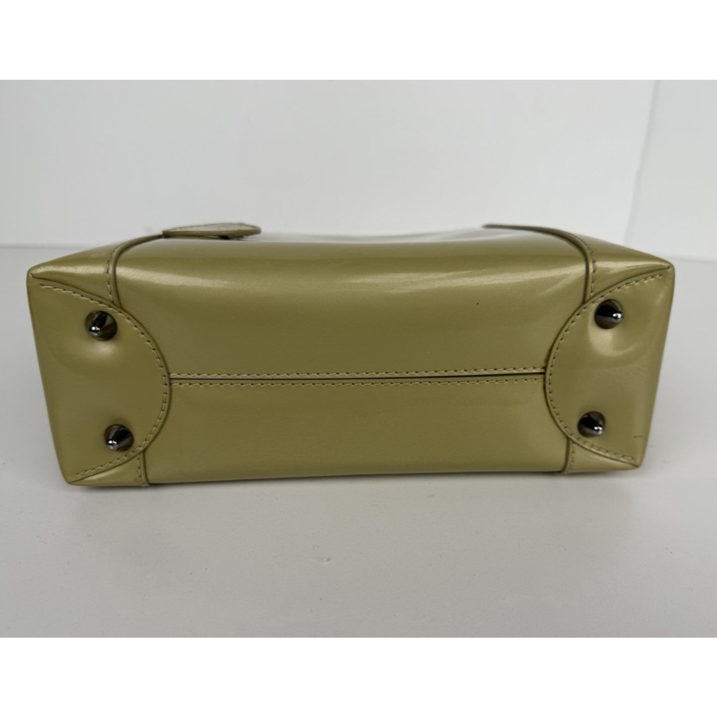 Christian Dior Malice Tote Bag Small Vintage Olive Green Patent Leather 2000 S