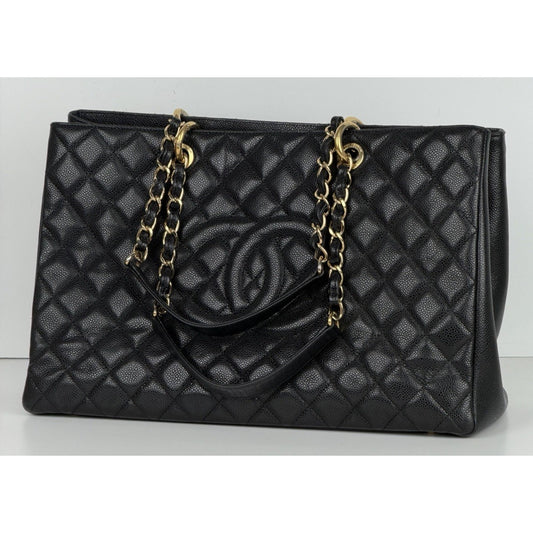 Chanel Grand Shopping Tote XL Bag in Black Quilted Caviar Leather 2013 D6