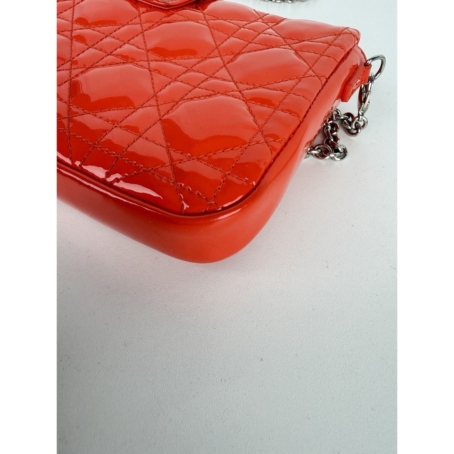 Christian Dior Miss Dior Cannage Patent Leather Wallet on Chain Red S11