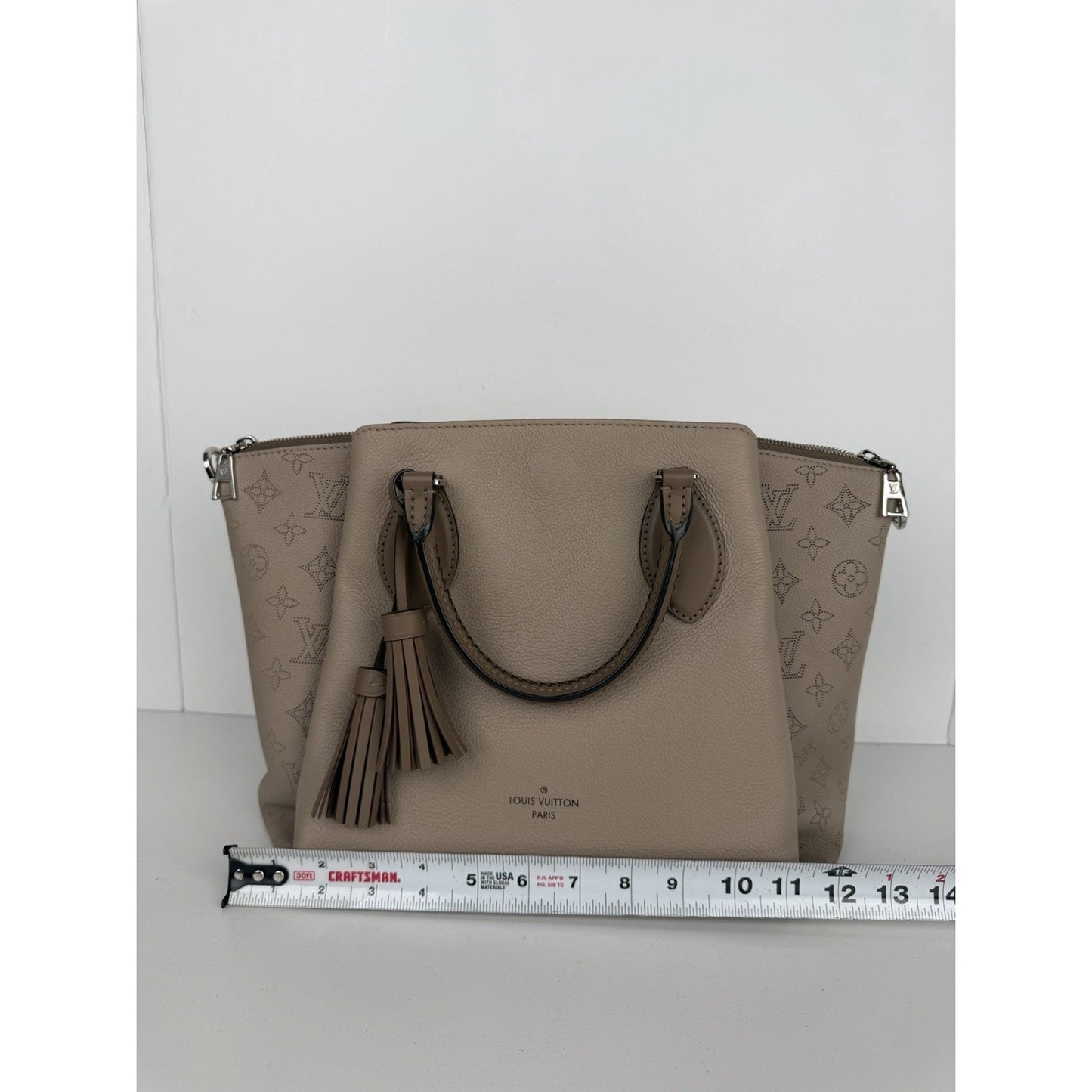 Louis Vuitton Haumea Top Handle Bag in Beige Galet Mahina Leather 2018 B-1