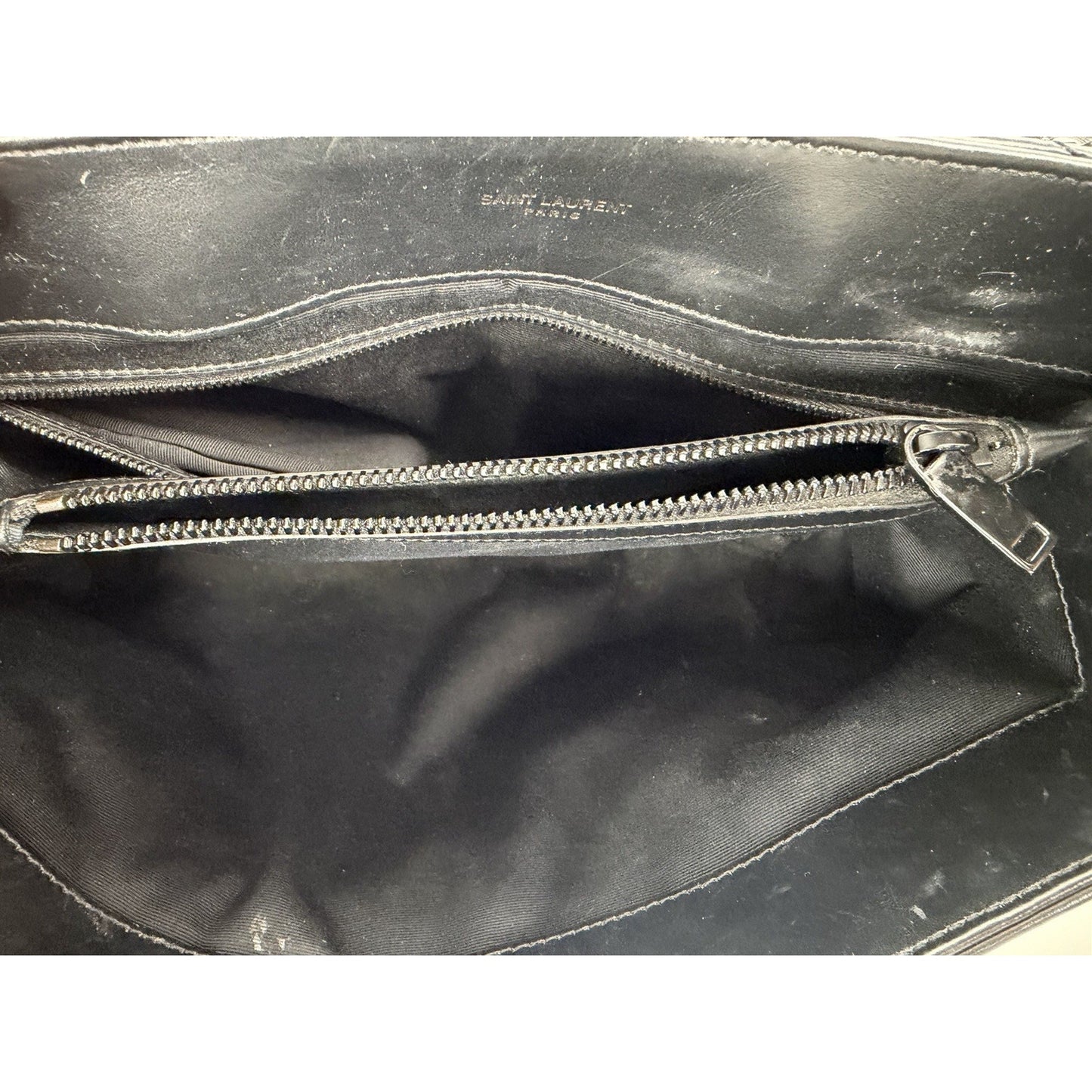 Saint Laurent Loulou Shoulder Bag Medium in Black Quilted Chevron Leather B-1