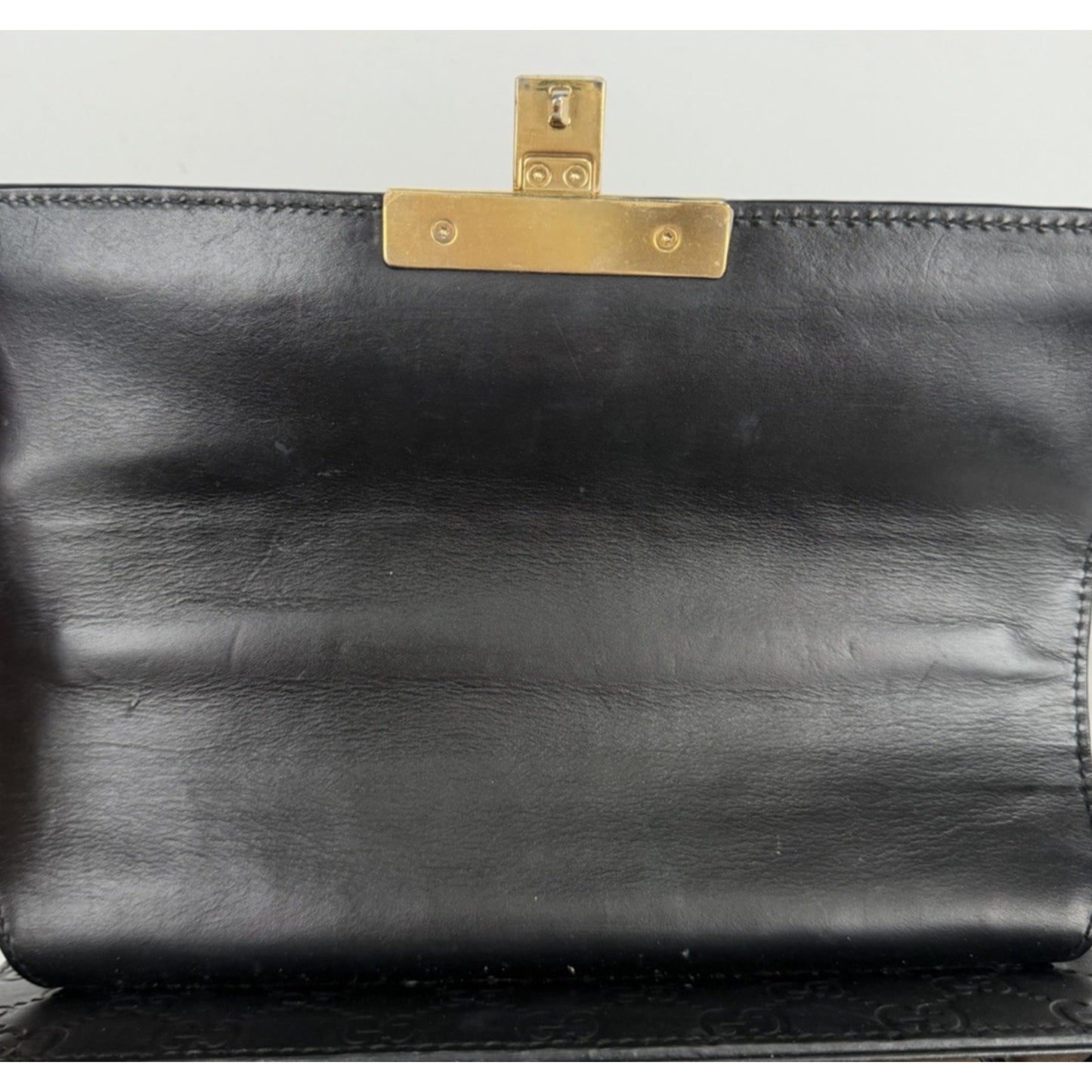 Gucci Padlock Small Bag in Black Embossed GG Leather Top Handle S