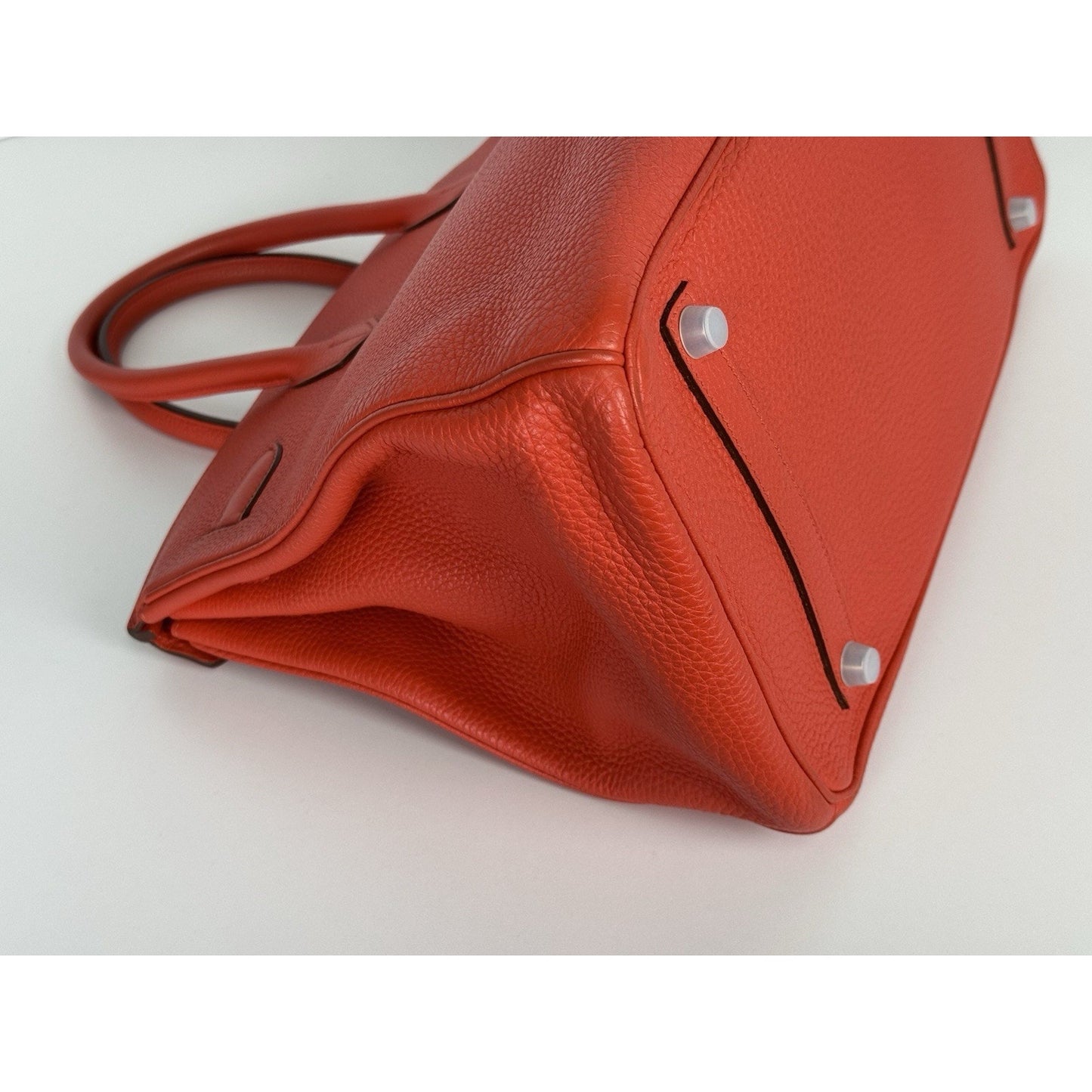 Hermes Birkin 35 Handbag in Red Clemence Leather with Palladium Hardware D-4