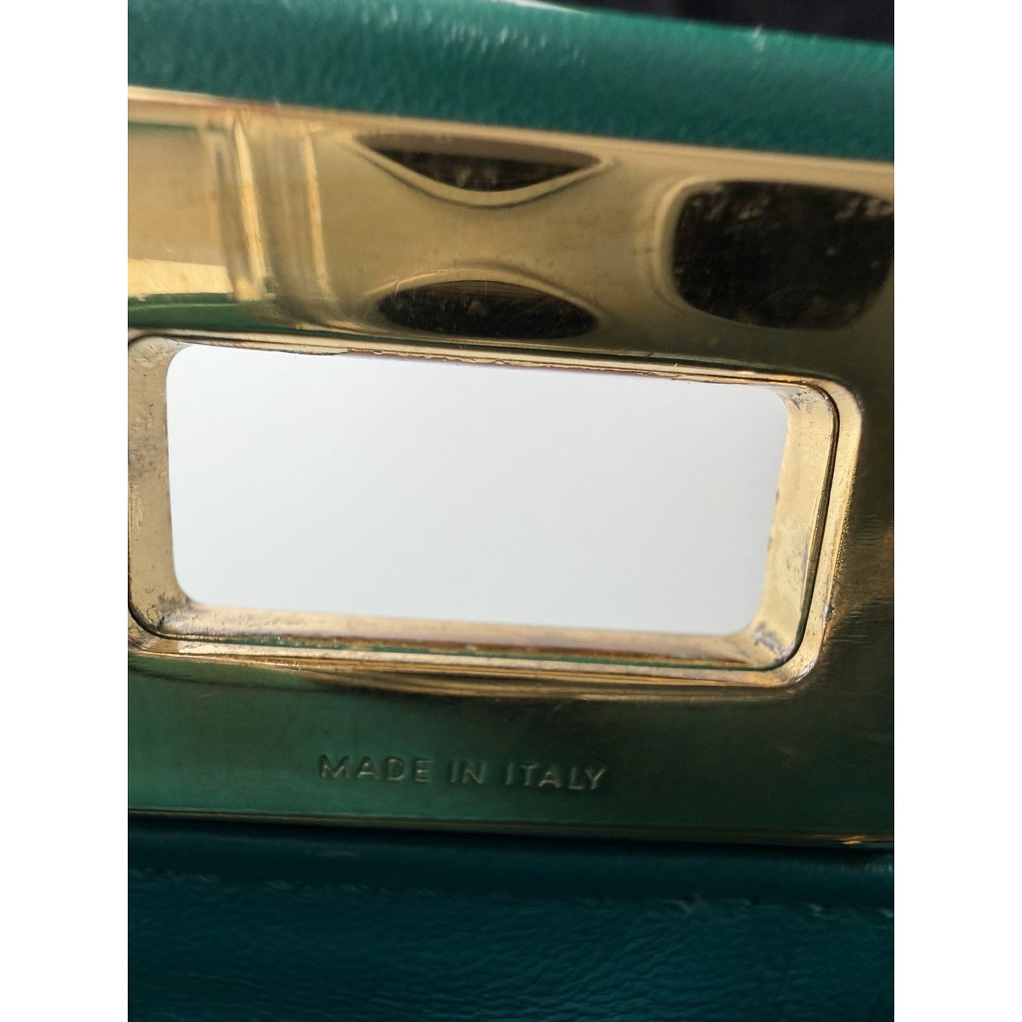 Fendi Peekaboo Handbag Mini in Emerald Green Leather & Gold Hardware S-07