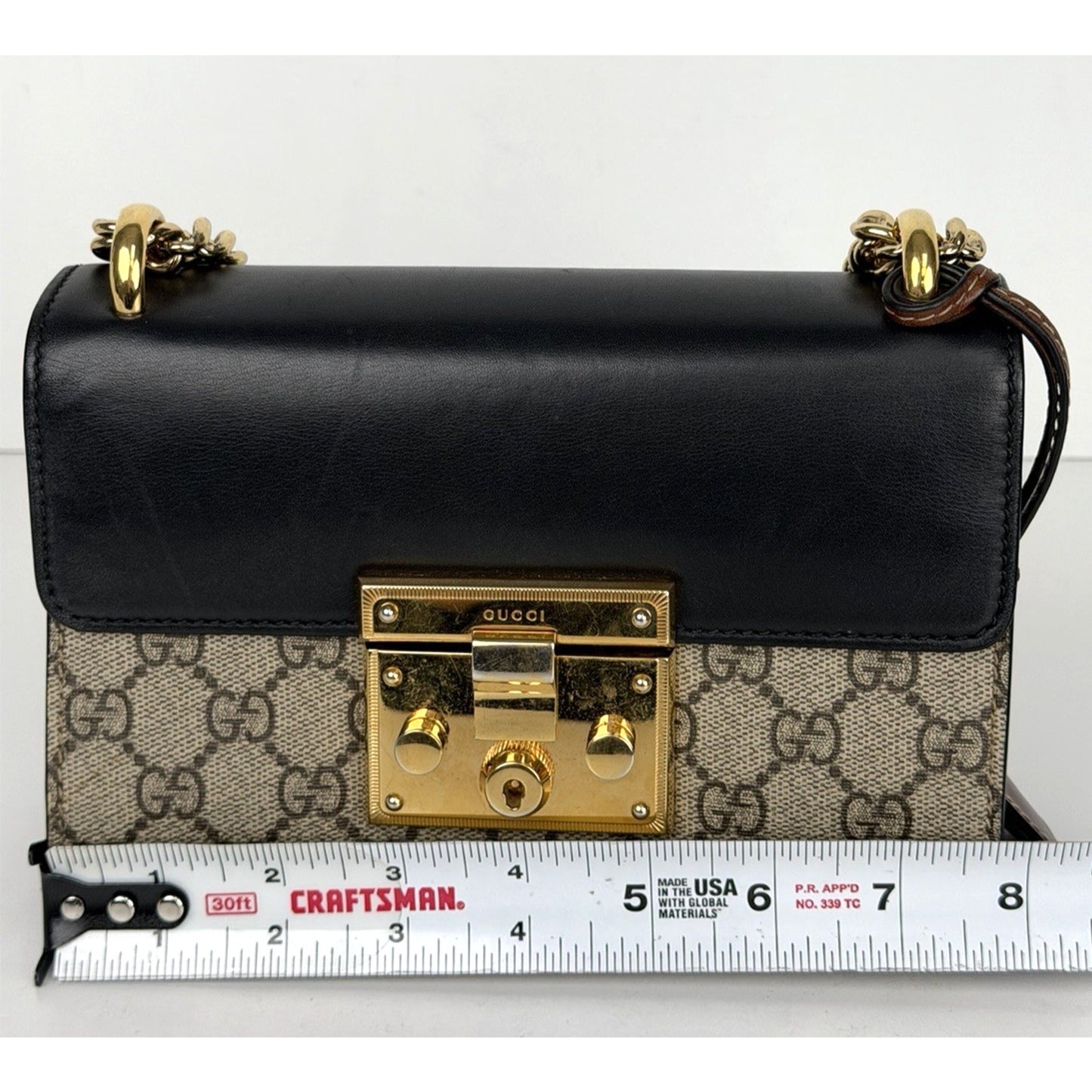 Gucci Padlock Small Shoulder Bag GG Supreme Beige/Black Canvas and Leather S07