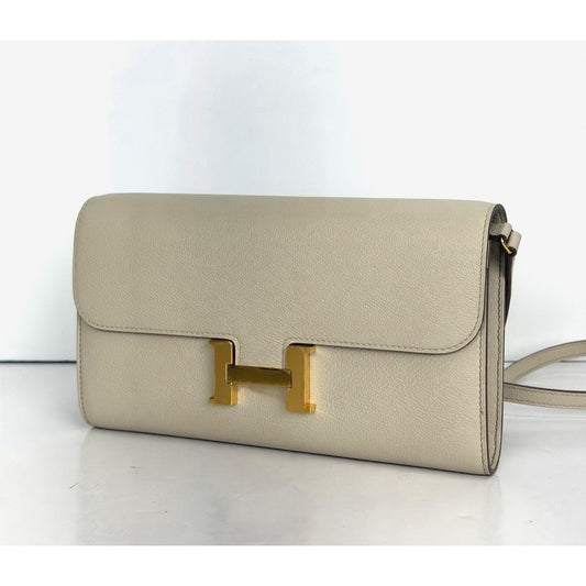 Hermes Constance Long To Go Wallet On Chain Bag in Off-White Leather 2023 F-2