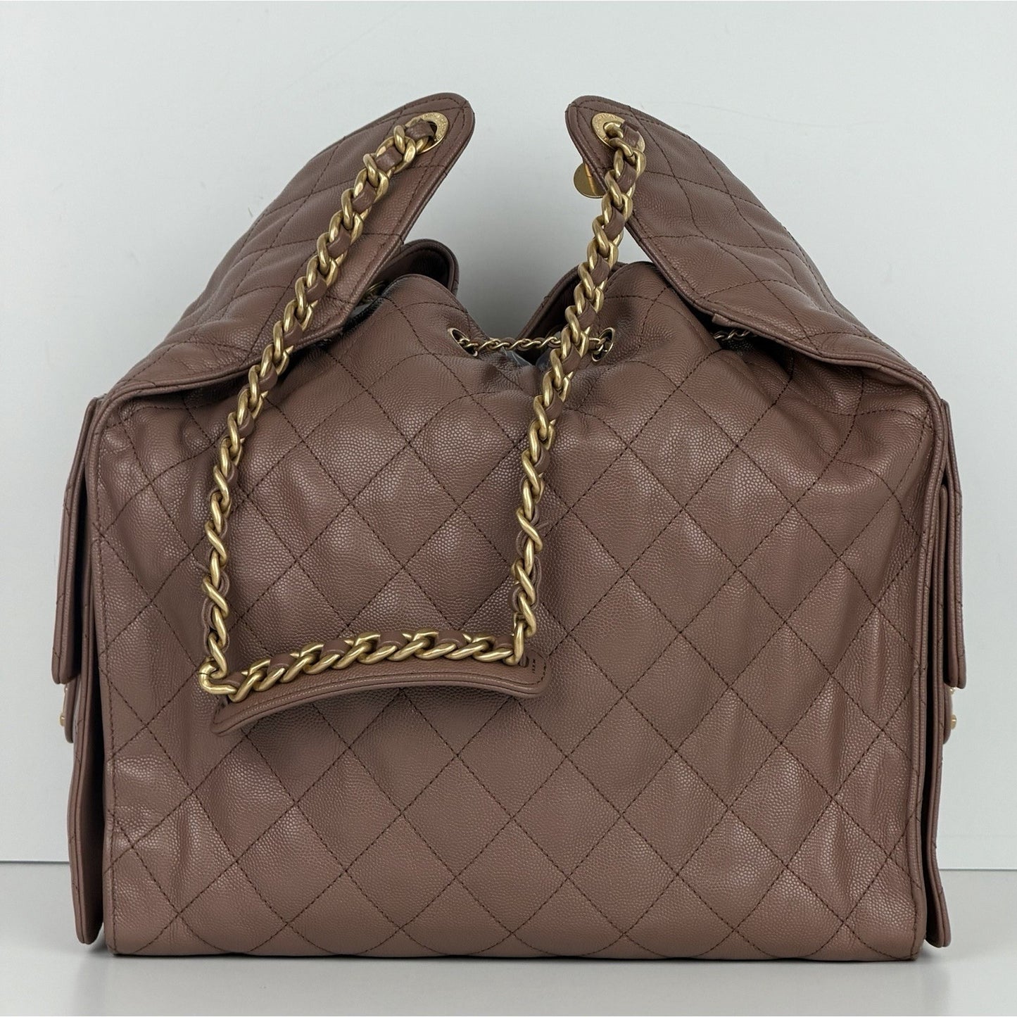 Chanel Medium 25 Hobo Bag is Mauve Quilted Caviar Leather 2022 E8