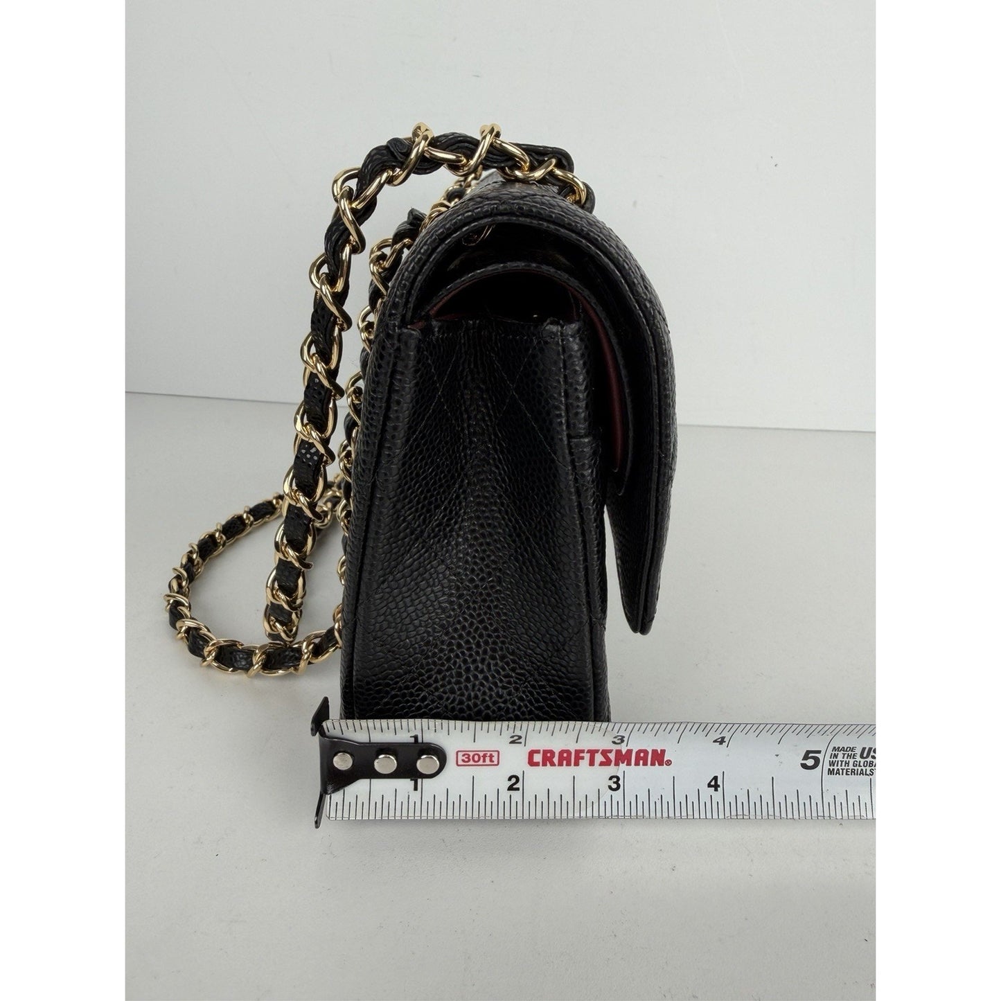 Chanel Classic Double Flap Bag Medium in Black Quilted Caviar Leather NFC D-8